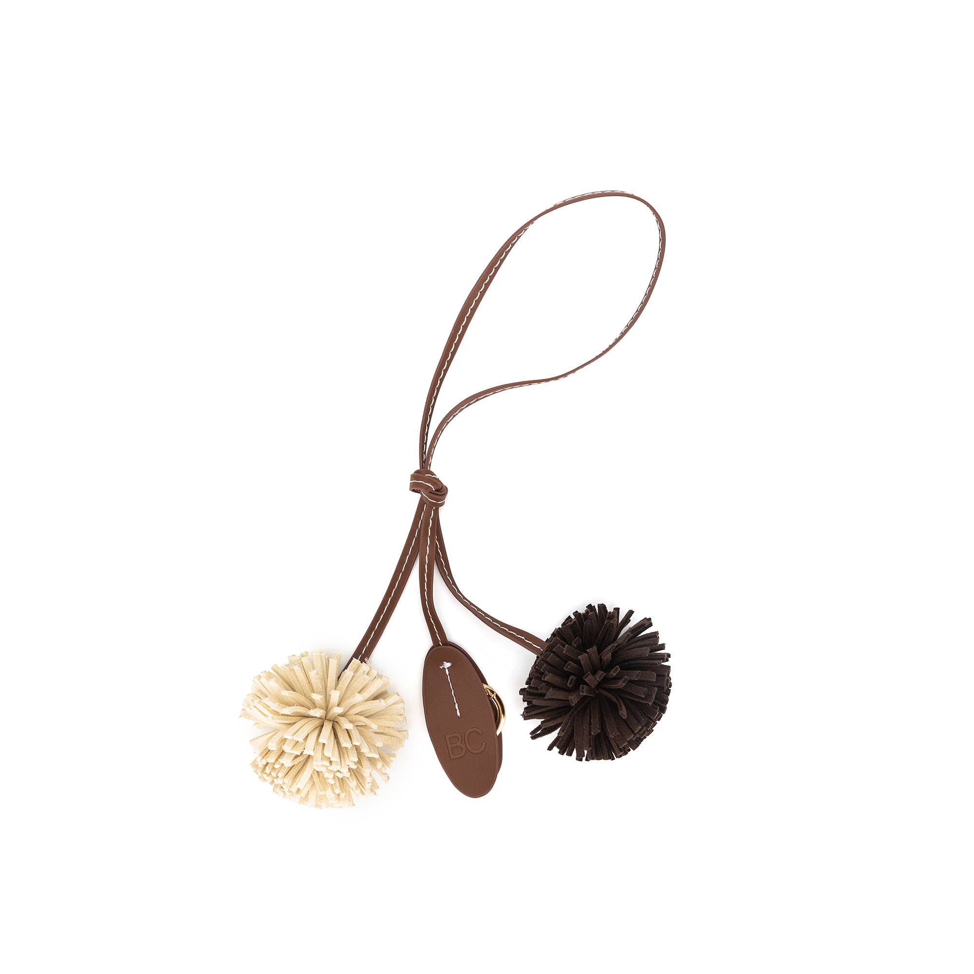 Pom Pom Cream & Chocolate Bag Charm