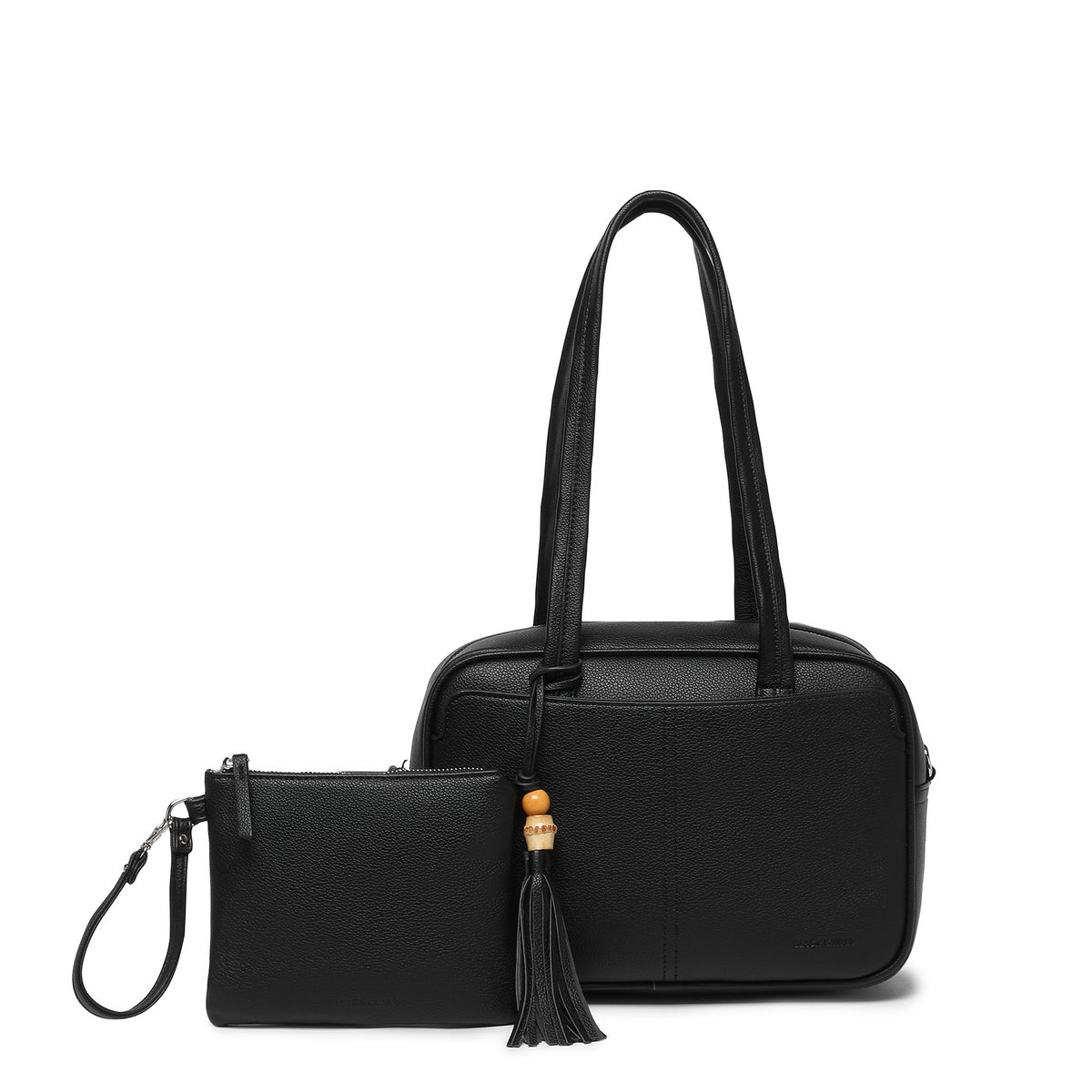 Angelique Black 2 Piece Bowler Handbag
