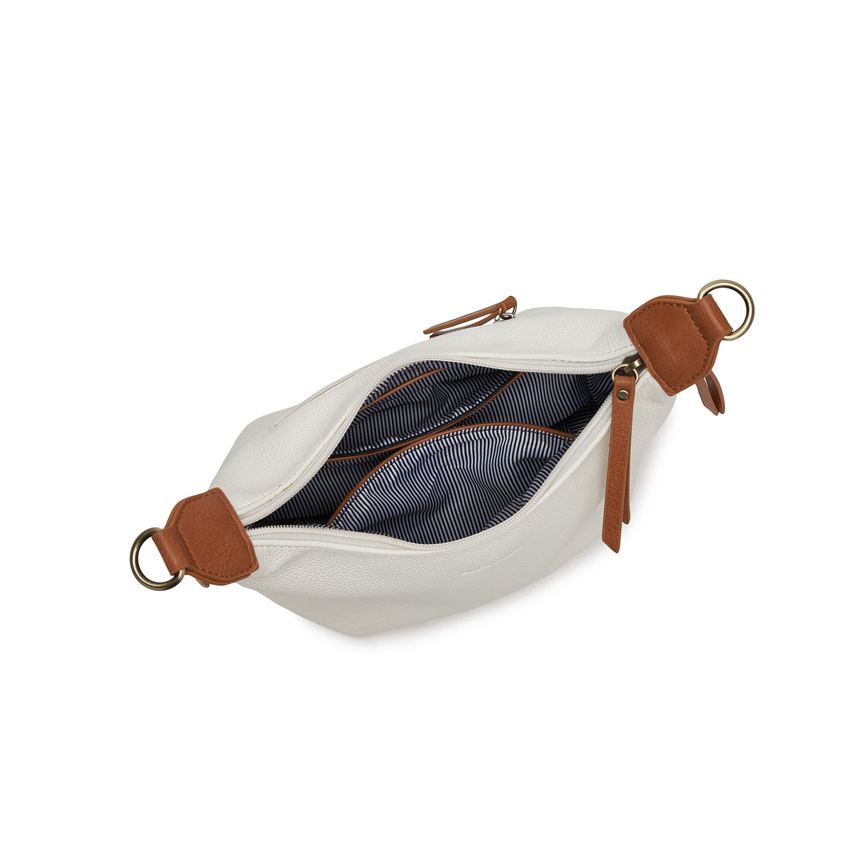 Carey White & Tan Crossbody Bag