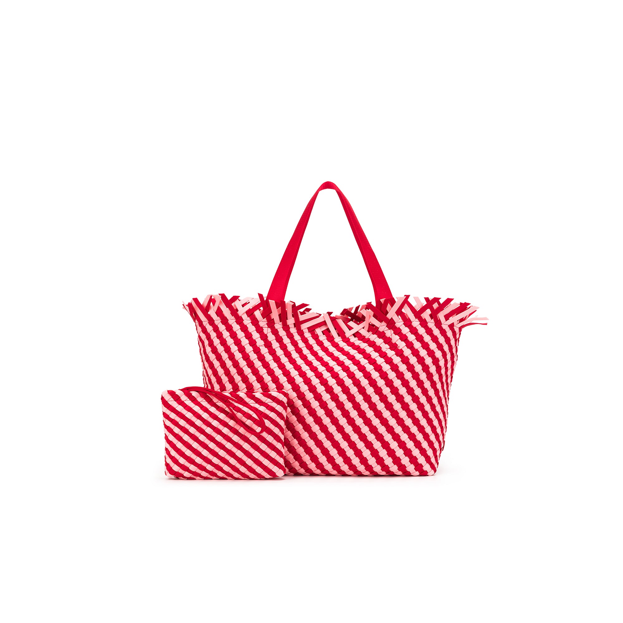 Bahama Pink/Red Large 2 Piece Woven Tote