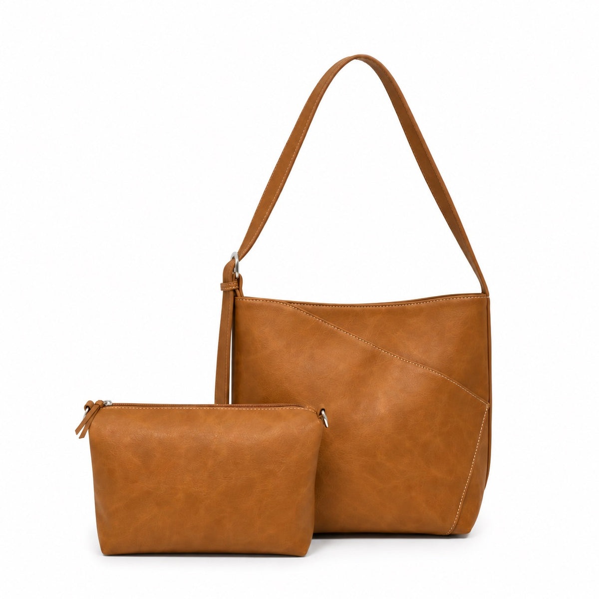 Aryana Tan  Vegan Leather Shoulder & Crossbody Bag