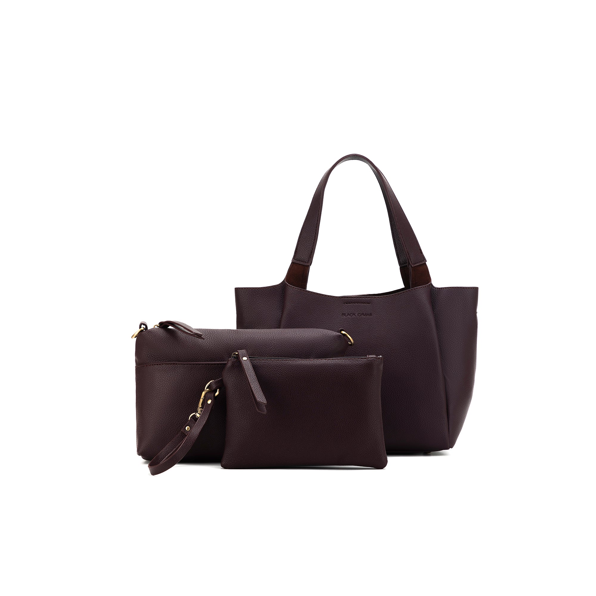 Mini Evelyn Aubergine 3 Piece Hobo Tote