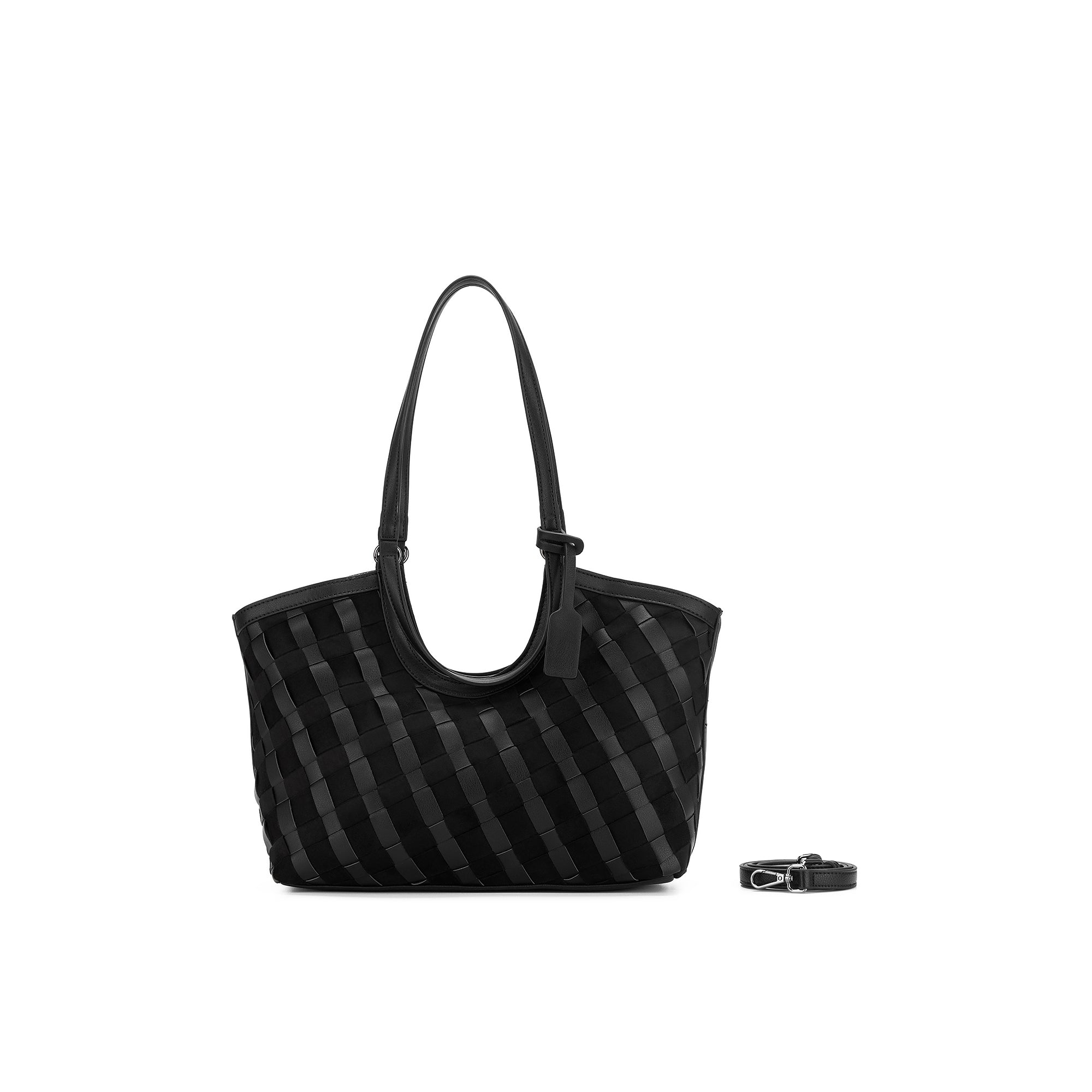 Waverly Black 3 Piece Woven Handbag Tote