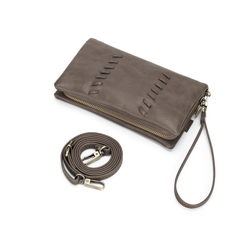 Sky Dark Taupe Crossbody Phone Wallet