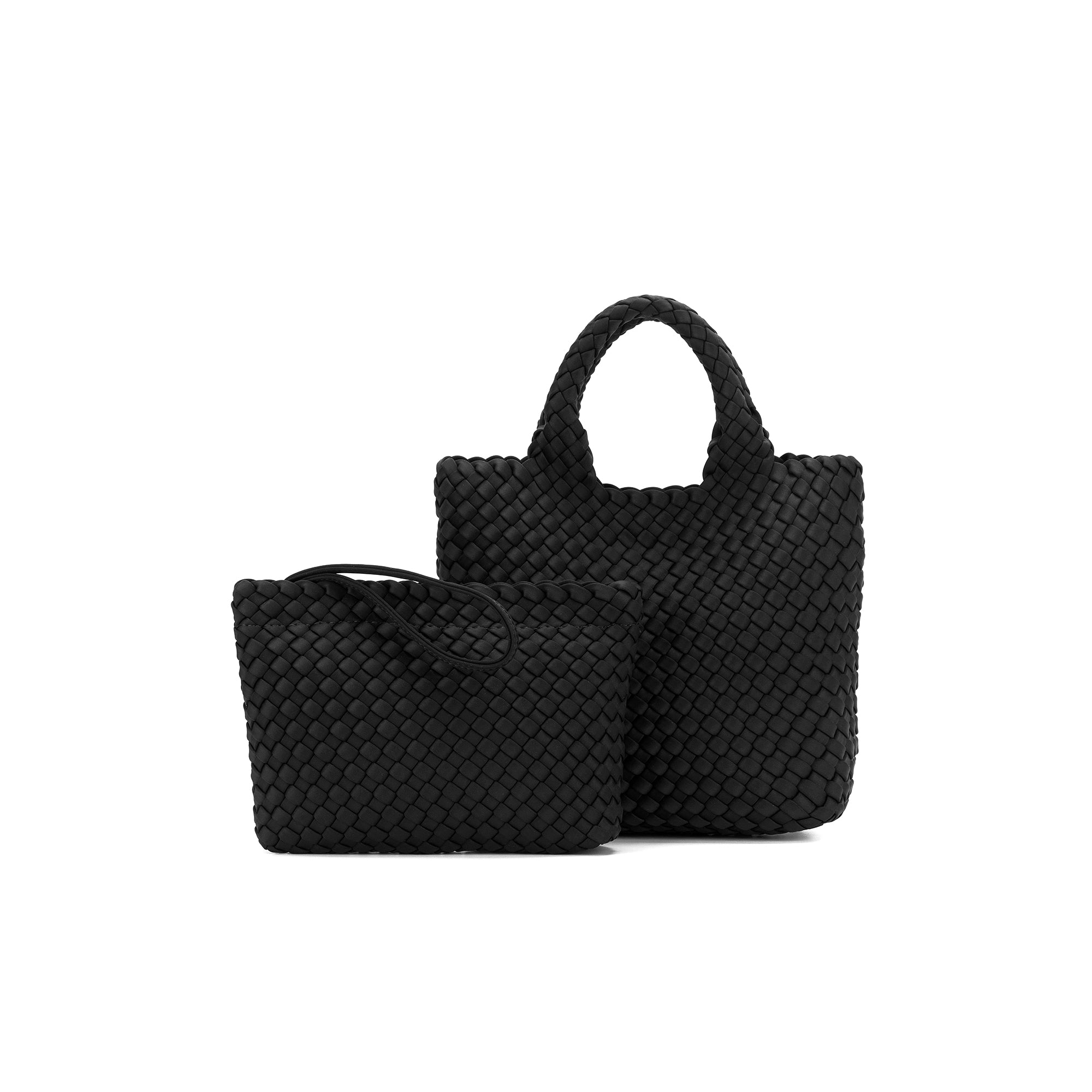 Riviera Black 2 Piece Mini Neoprene Tote Handbag