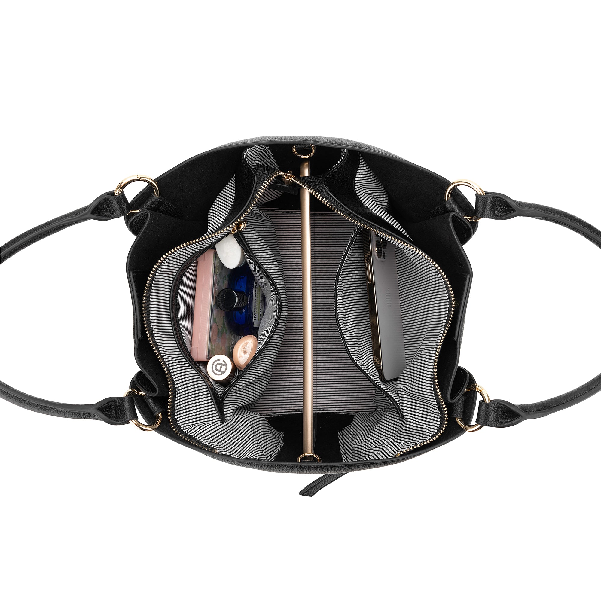 Clementine Black 2 Piece Handbag Tote