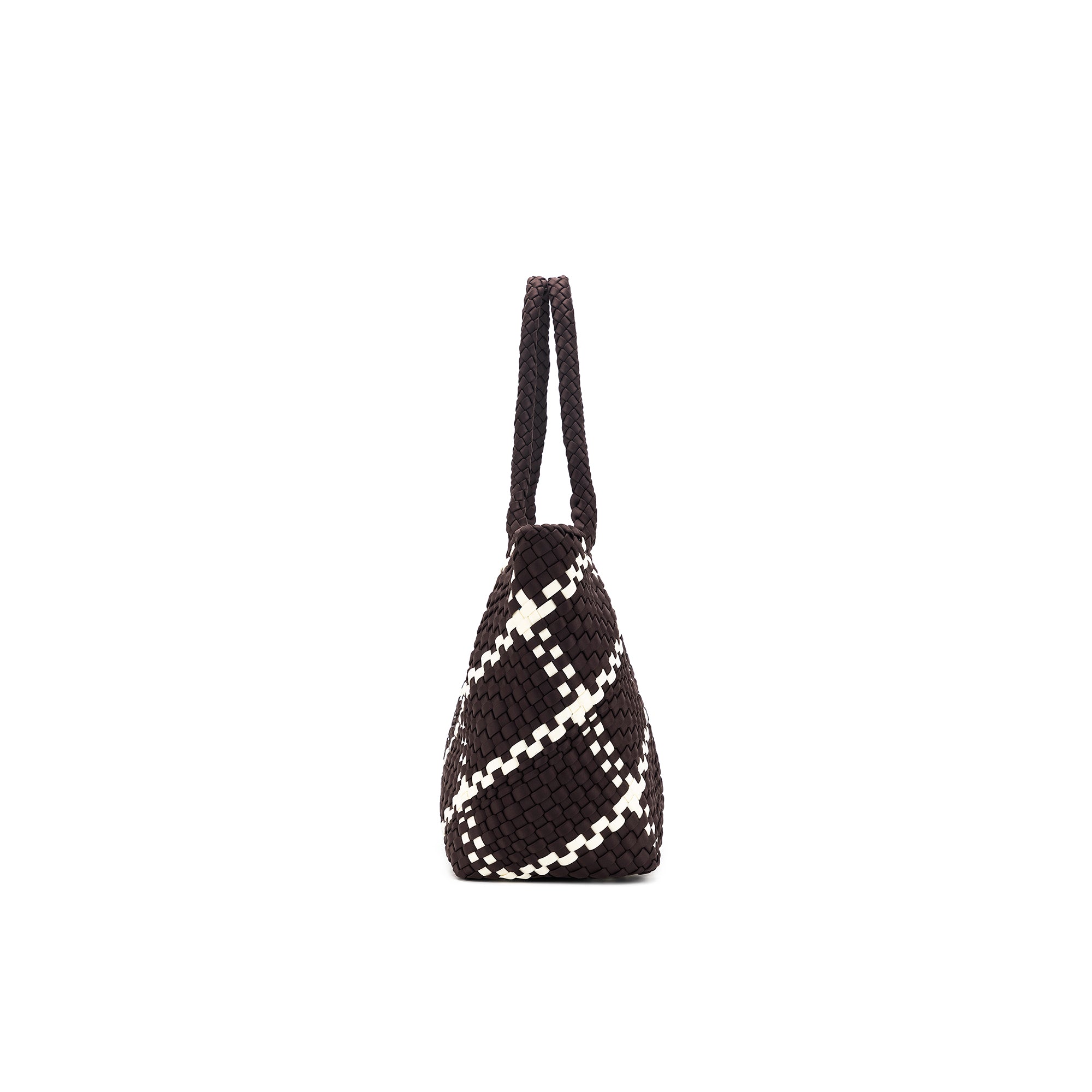 The Hampton Chocolate And White 2 Piece Handwoven Neoprene Handbag