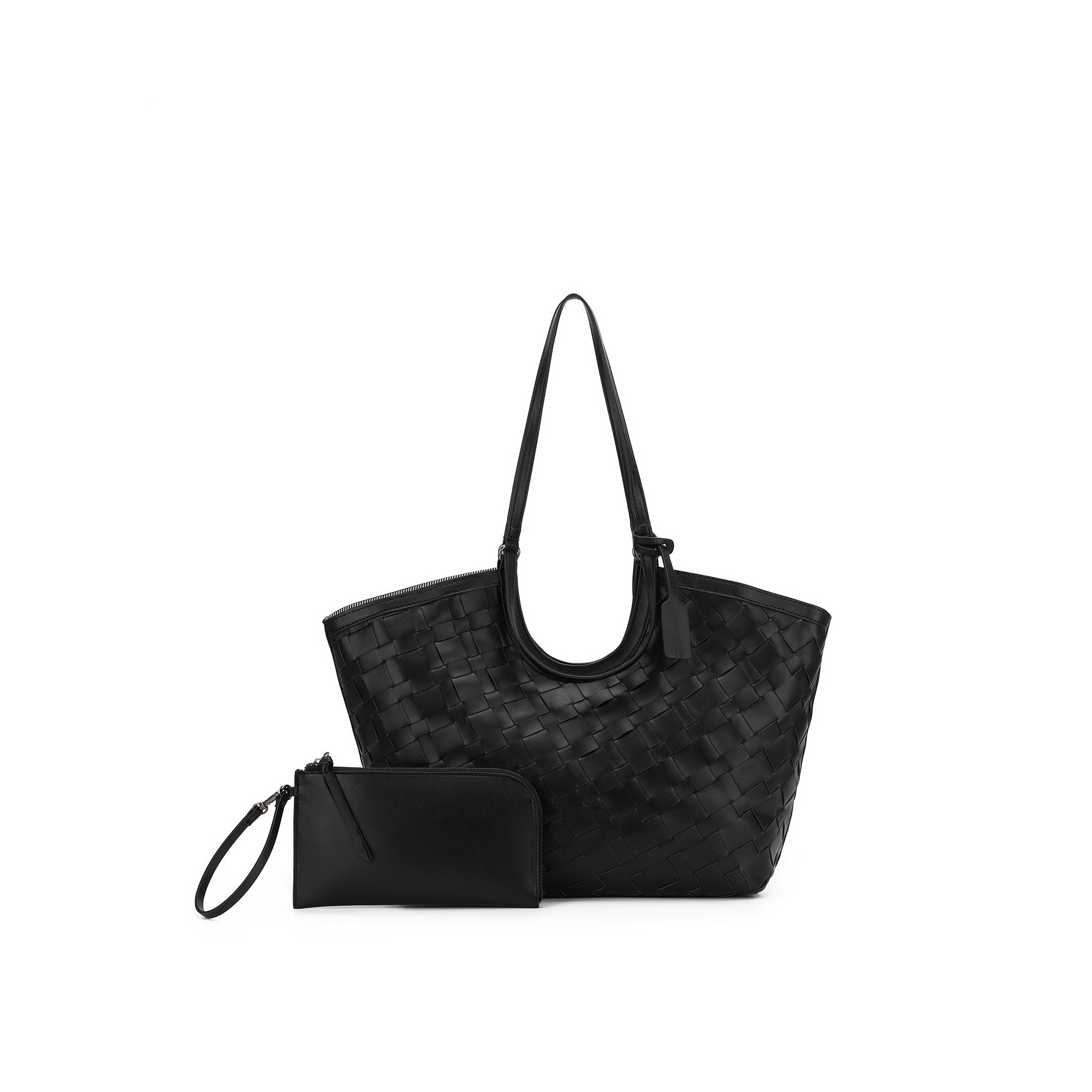 Solana Black 2 Piece Woven Handbag Tote