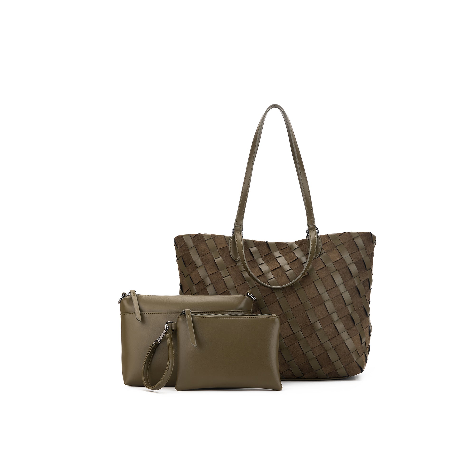 Lexington Olive 3 Piece Woven Handbag Tote