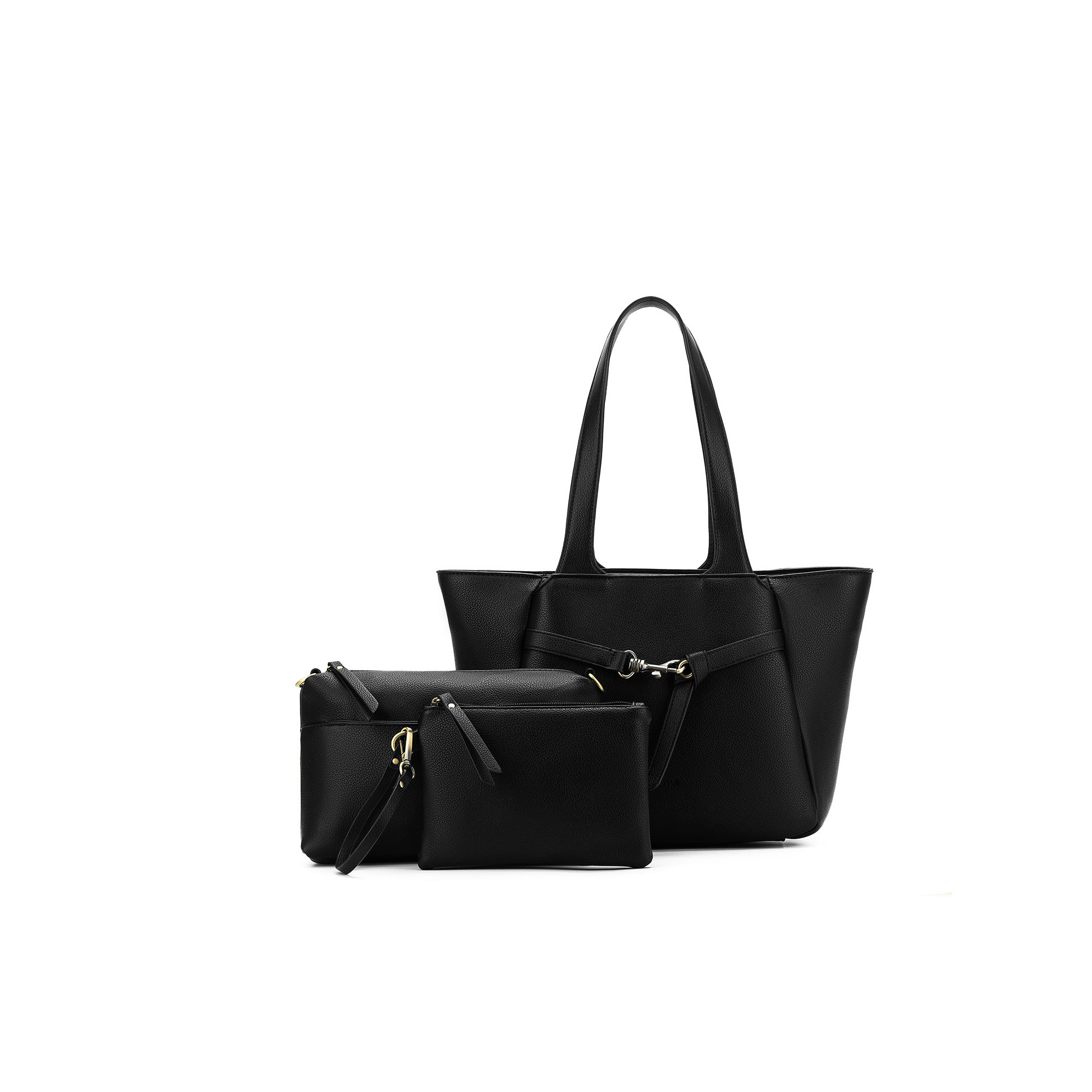 Emanuela Black 3 Piece Handbag Set