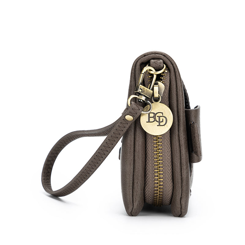 Sky Dark Taupe Crossbody Phone Wallet