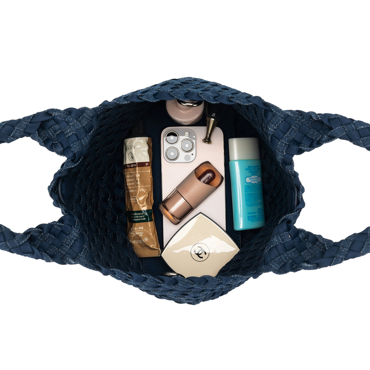 Jeannie Handwoven Neoprene & Denim Tote Set