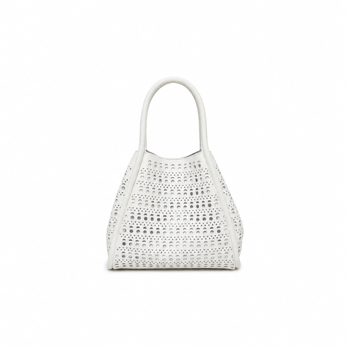 Isabel White 3 Piece Perforated Handbag