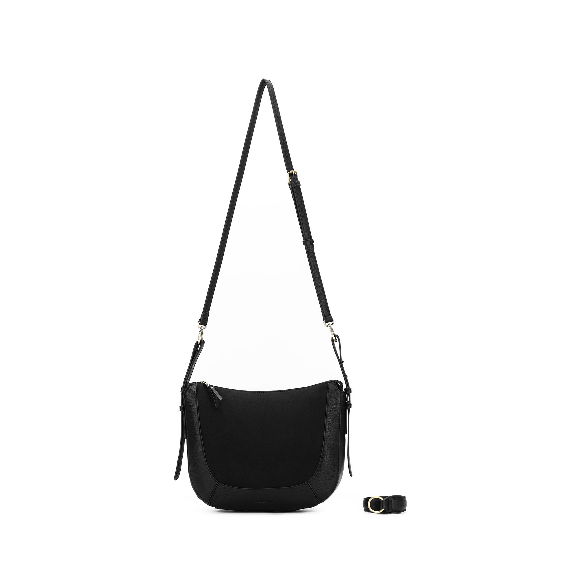 Fleur Black Suedette Top Handle Handbag