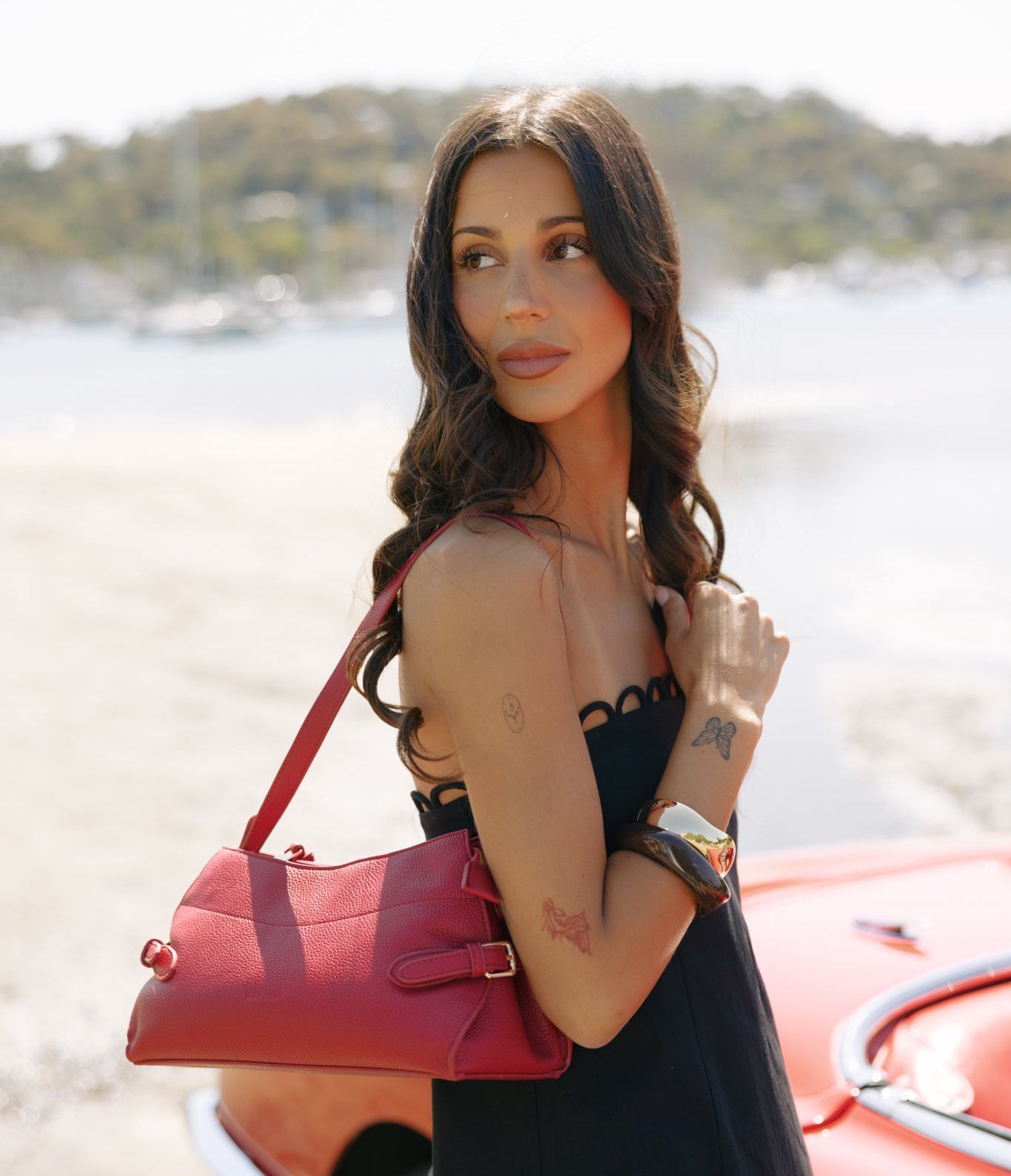 Messina Scarlet Red East West Shoulder Bag