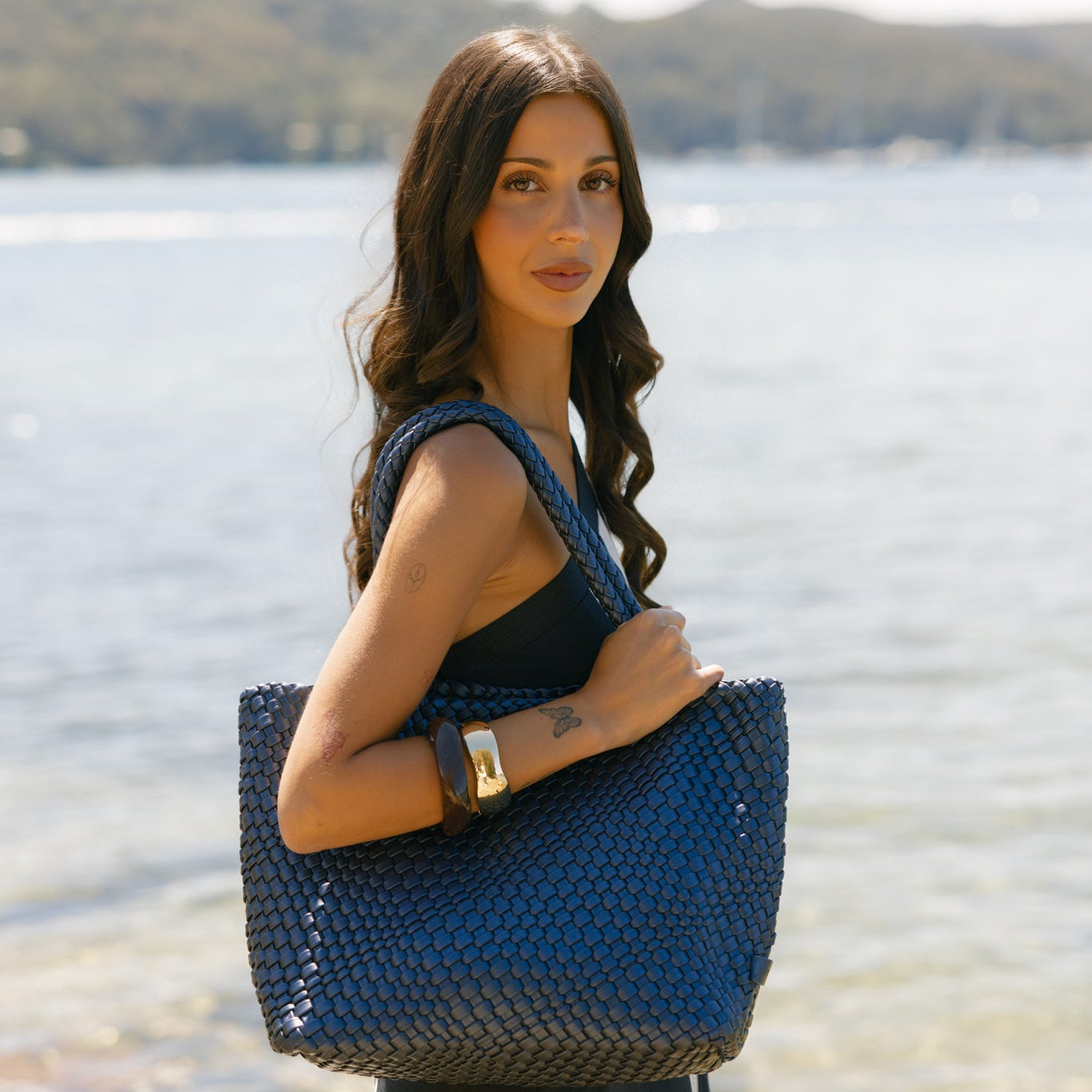 St Moritz Navy 2 Piece Handwoven Handbag