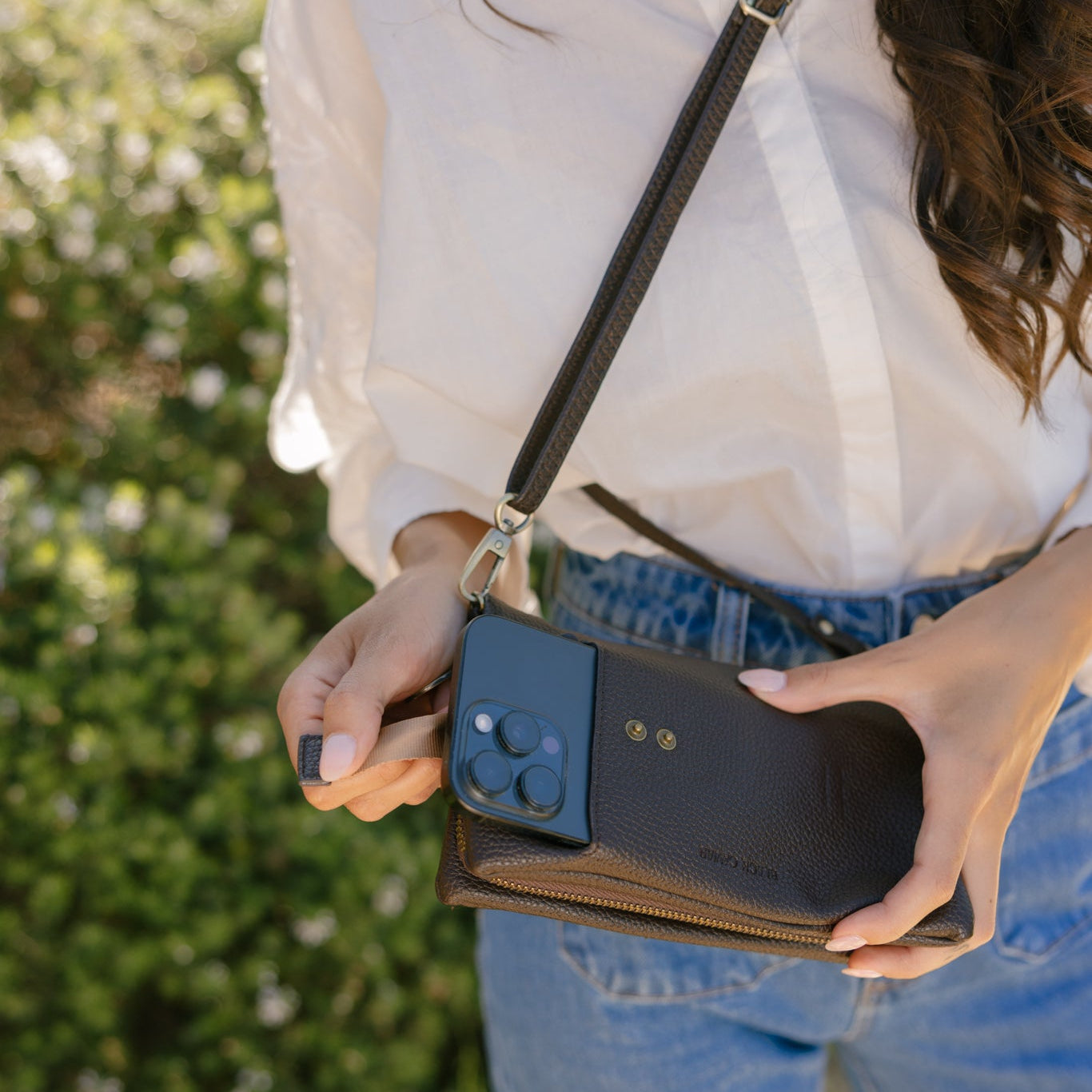Sky Dark Taupe Crossbody Phone Wallet
