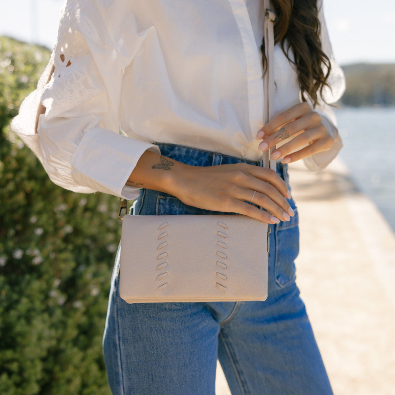 Sky Oatmeal Crossbody Phone Wallet