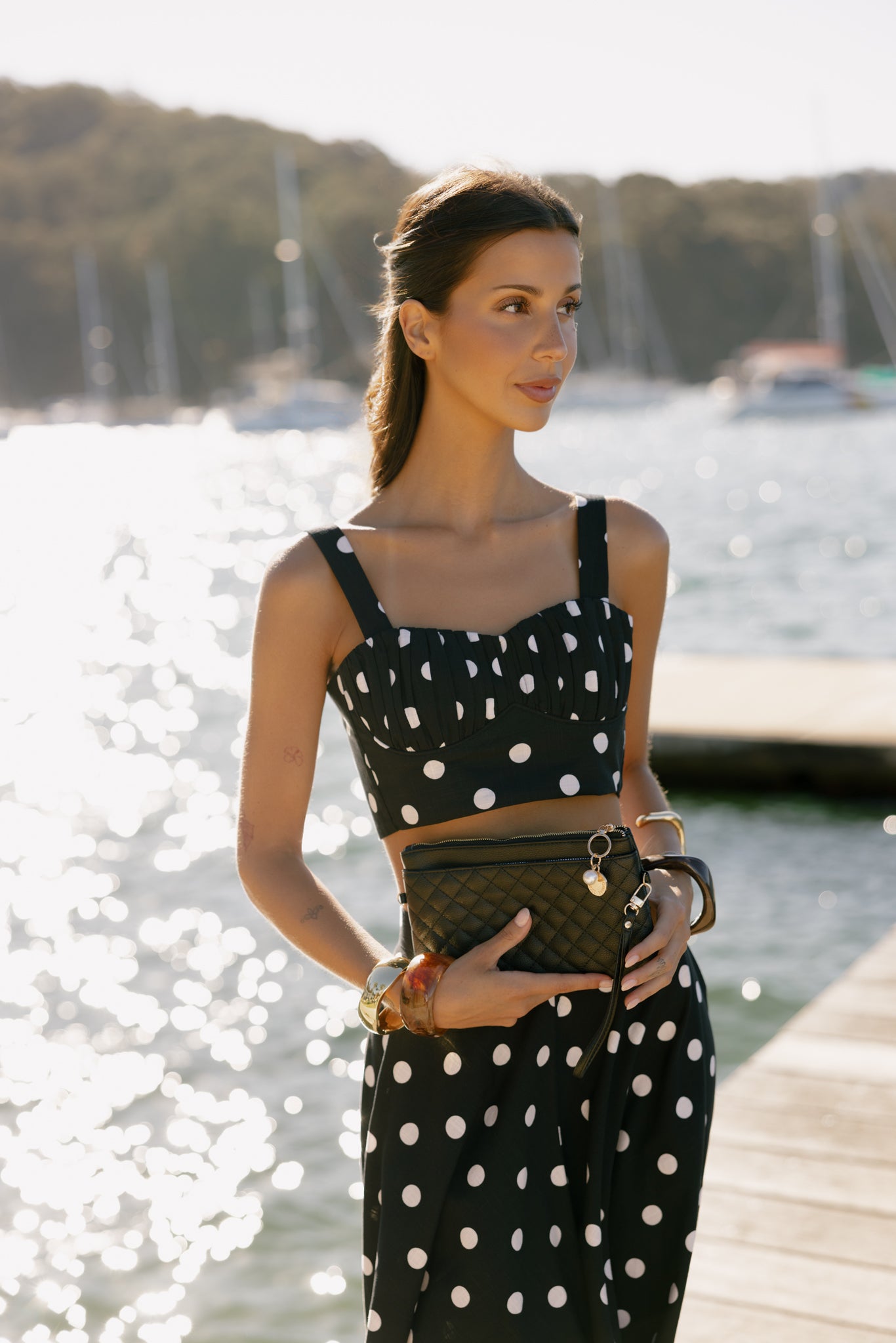 Odessa Black Quilted Crossbody Wristlet