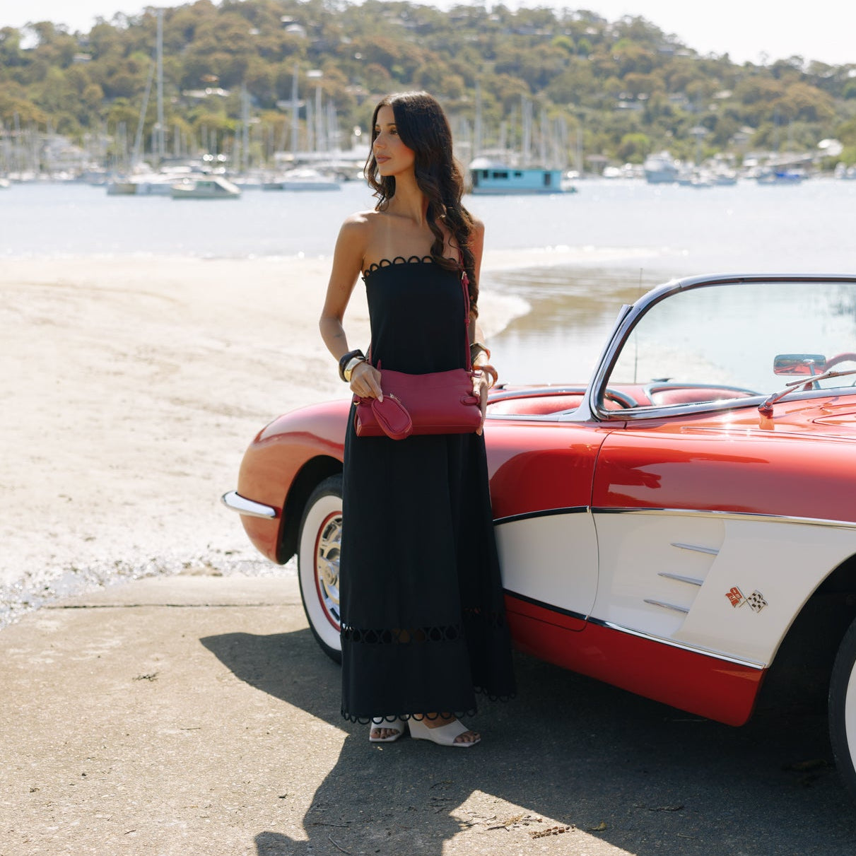 Messina Scarlet Red East West Shoulder Bag