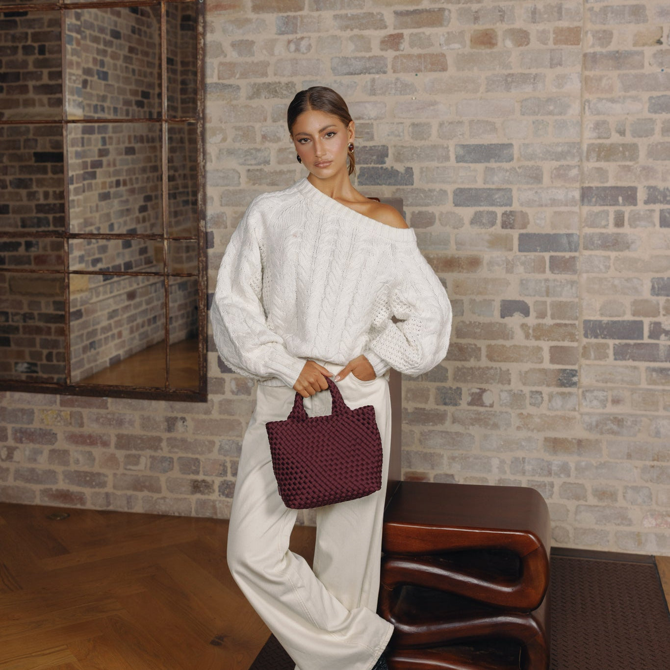 Riviera Burgundy 2 Piece Mini Tote Handbag