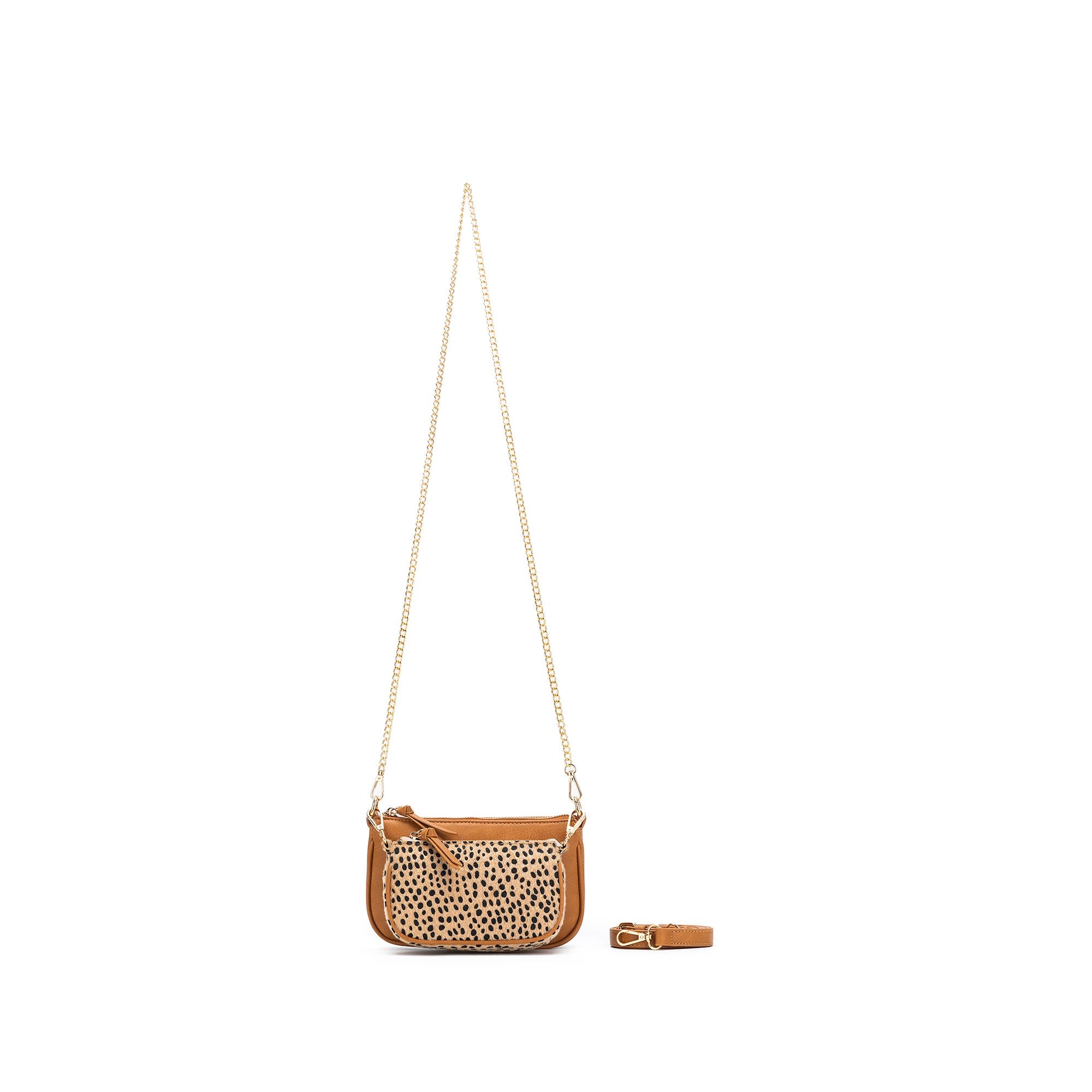 Sabie Tan / Leopard 2 Piece Crossbody Bag