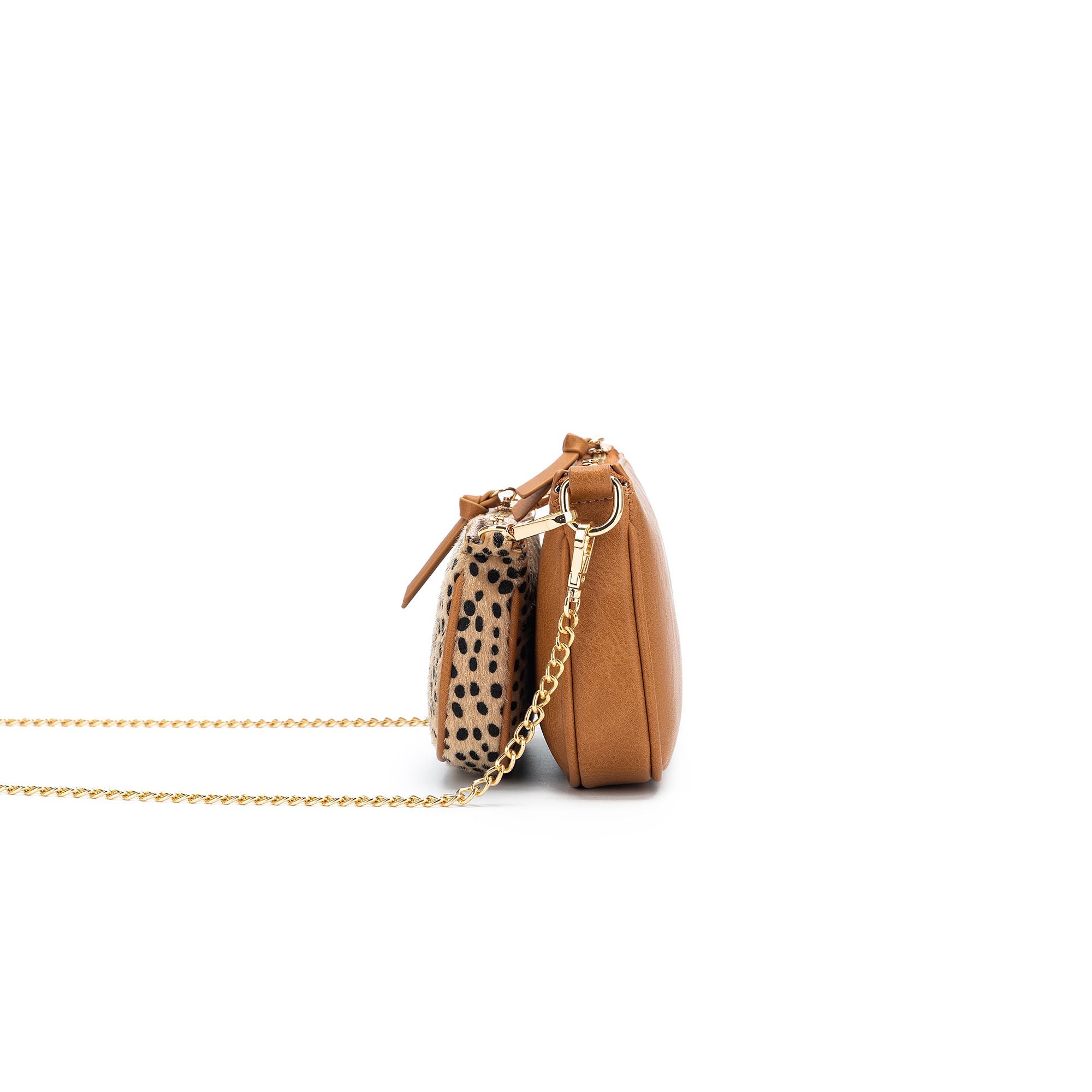 Sabie Tan / Leopard 2 Piece Crossbody Bag