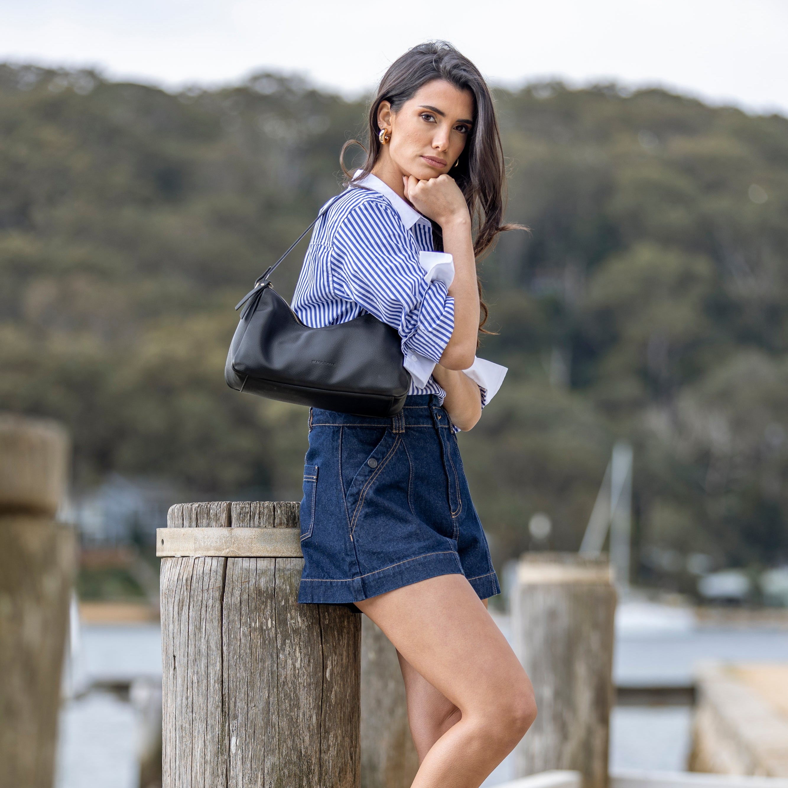 Claudette Black Shoulder Crossbody Bag