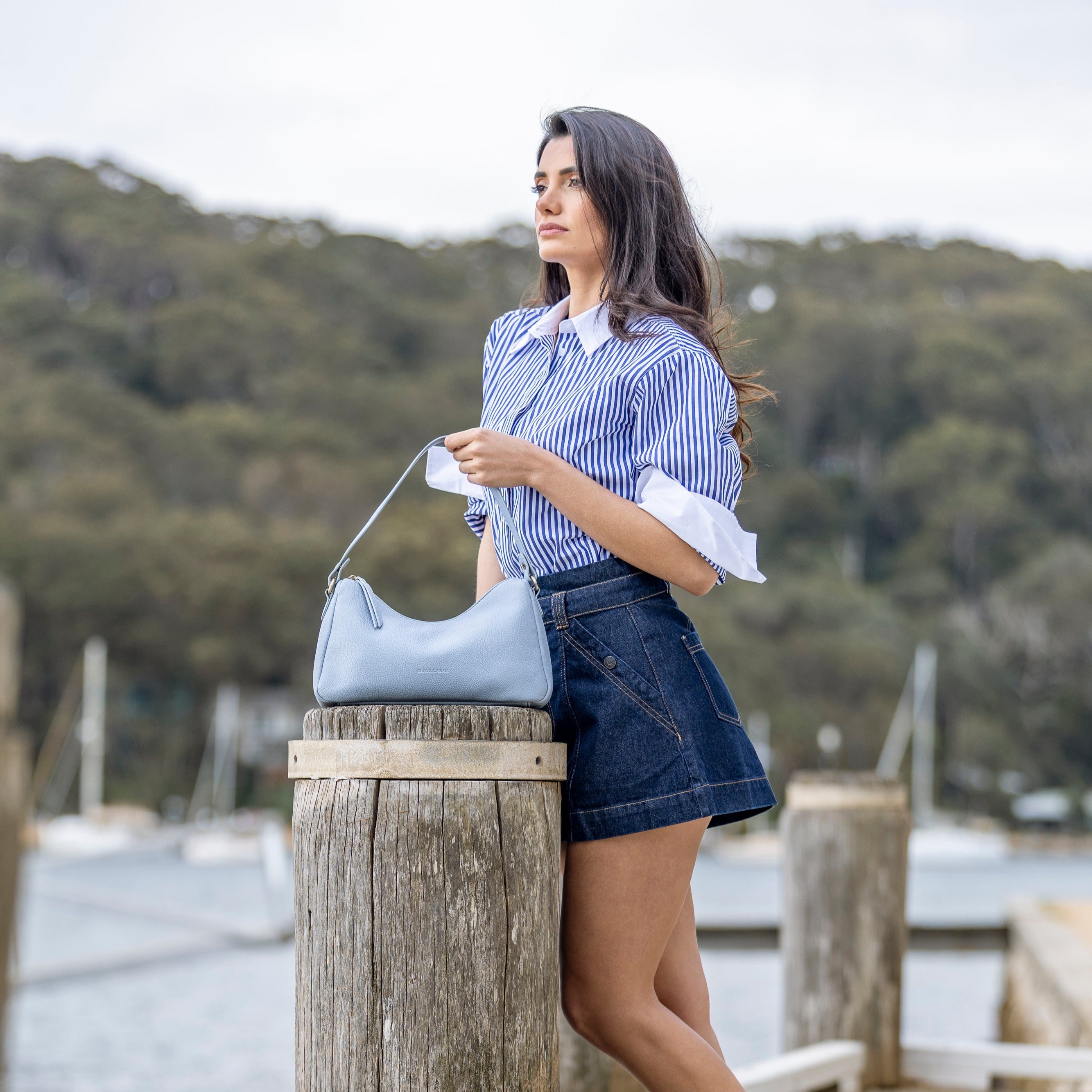 Claudette Denim Blue Shoulder Crossbody Bag