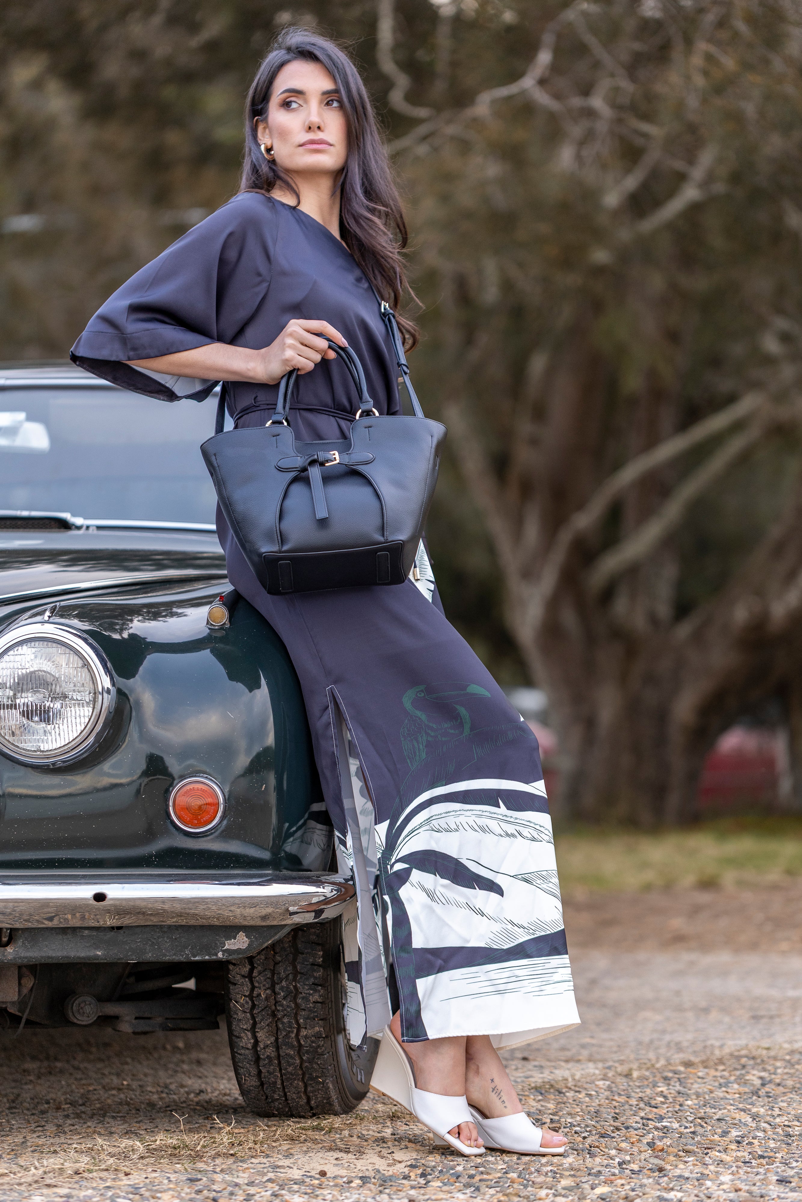 Clementine Black 2 Piece Handbag Tote