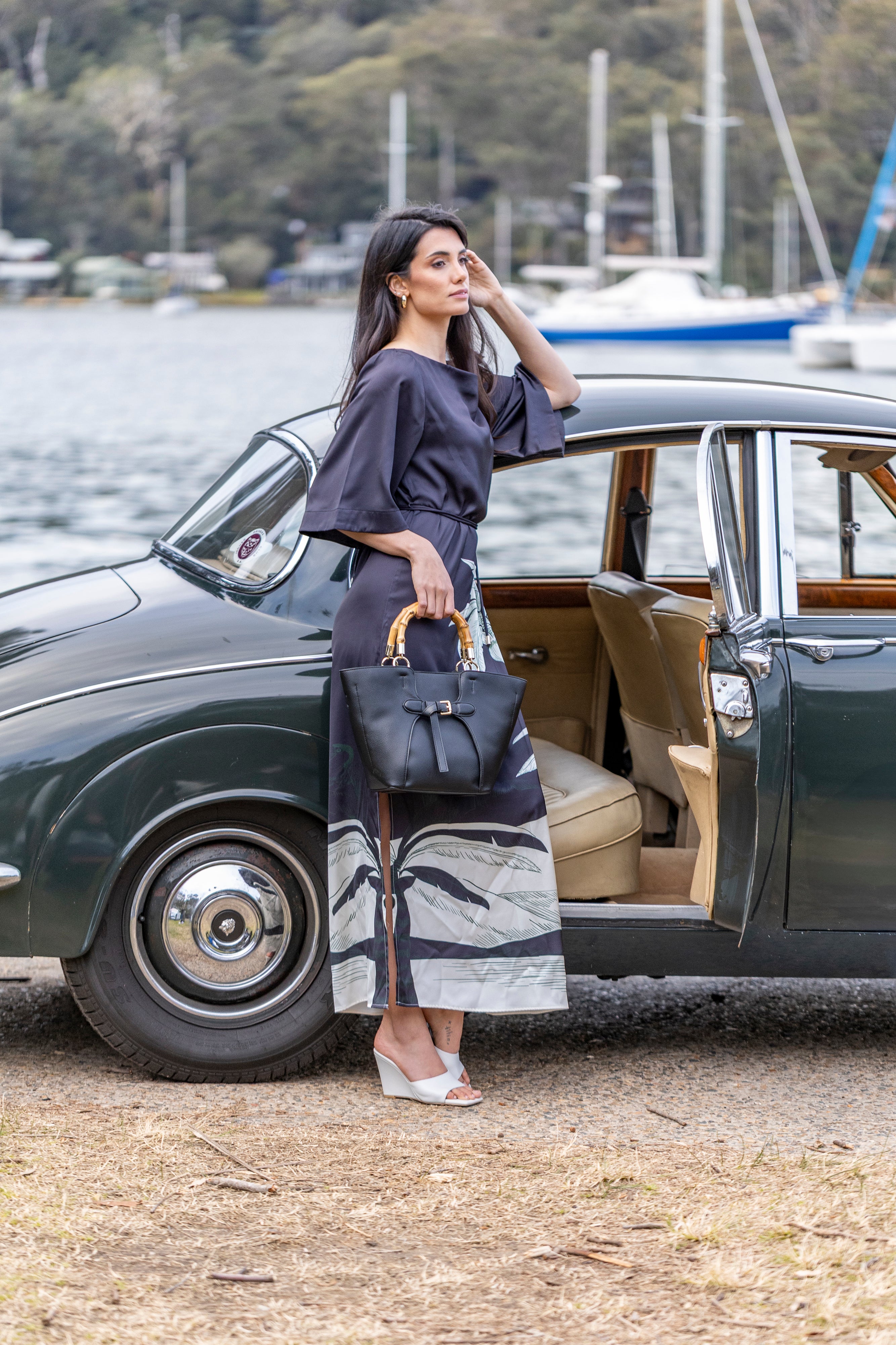 Clementine Black 2 Piece Handbag Tote