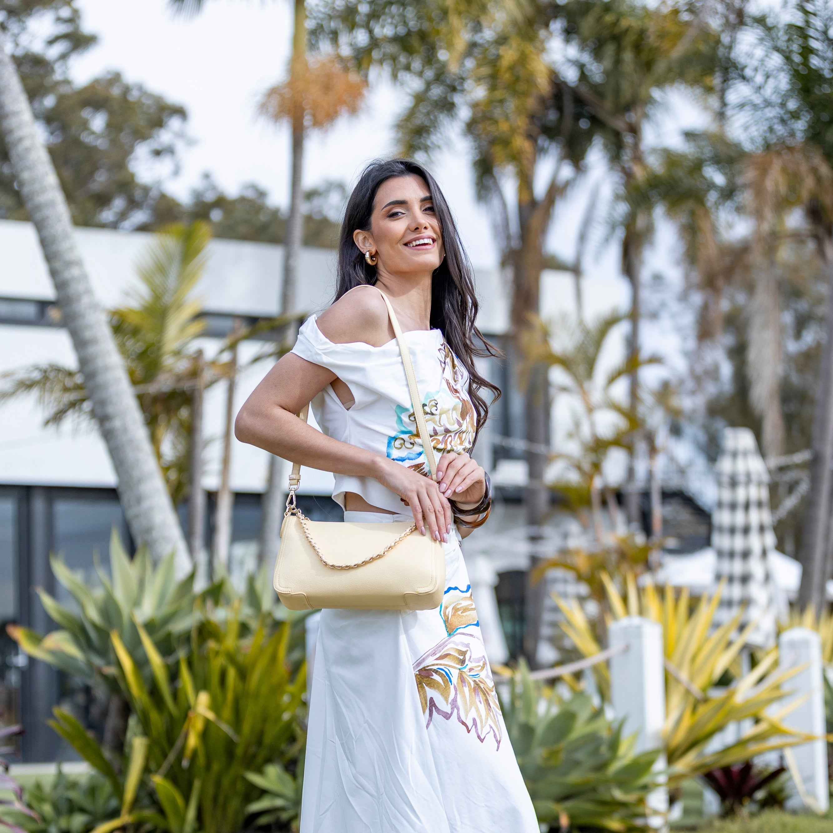 Eloise Yellow Chiffon Crossbody Bag