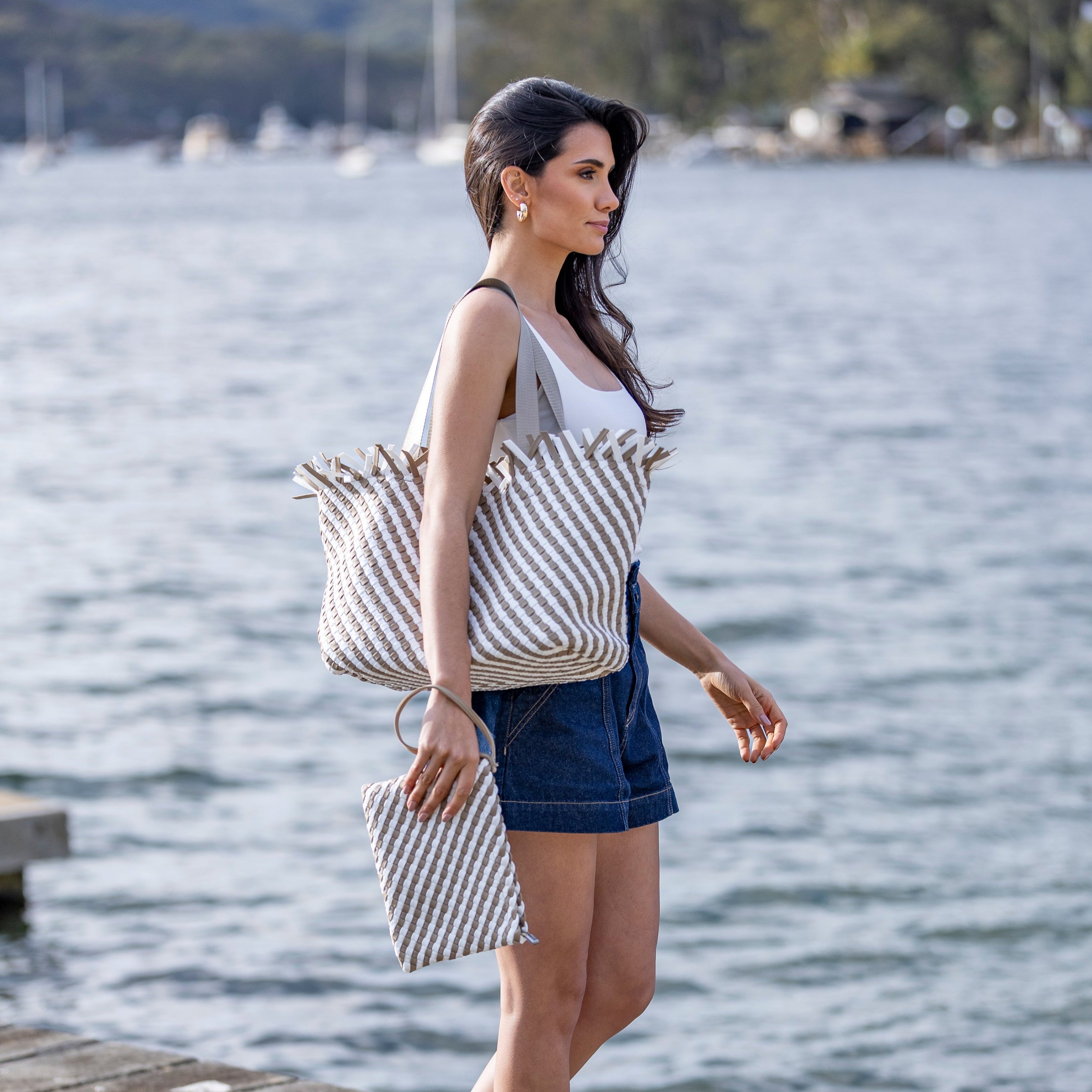 Bahama Biscuit Large 2 Piece Woven Tote