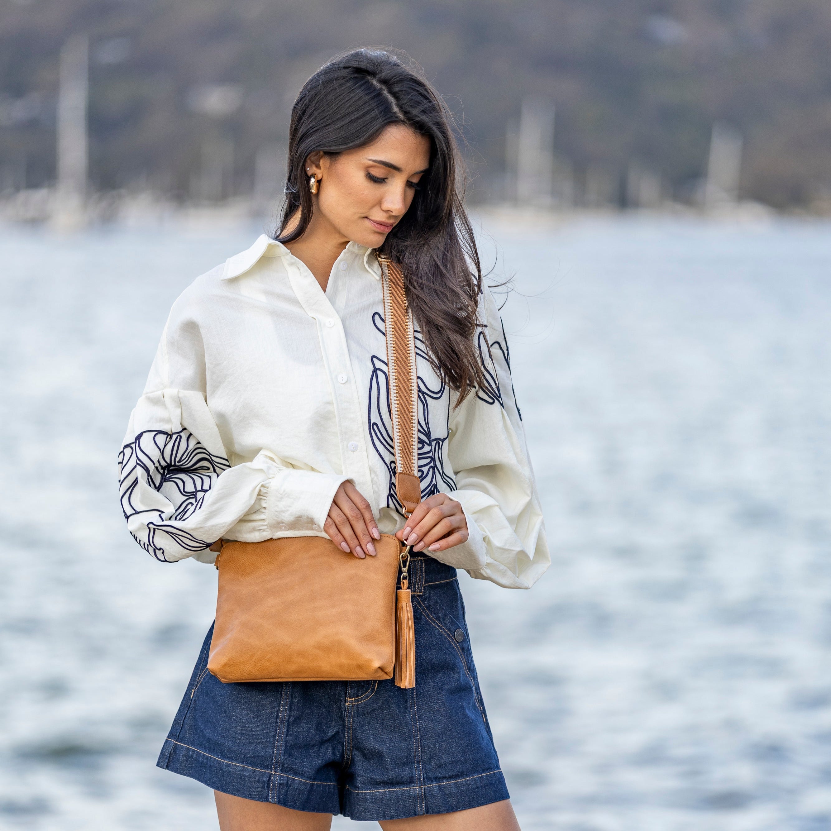 Maggie Tan 3 Compartment Crossbody Bag