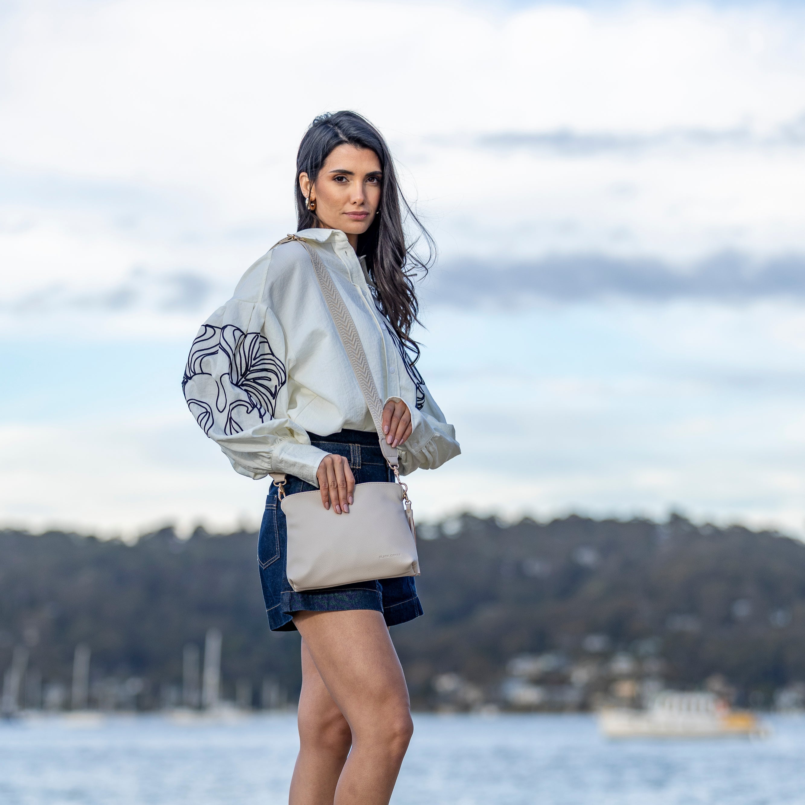 Maggie Oatmeal 3 Compartment Crossbody Bag