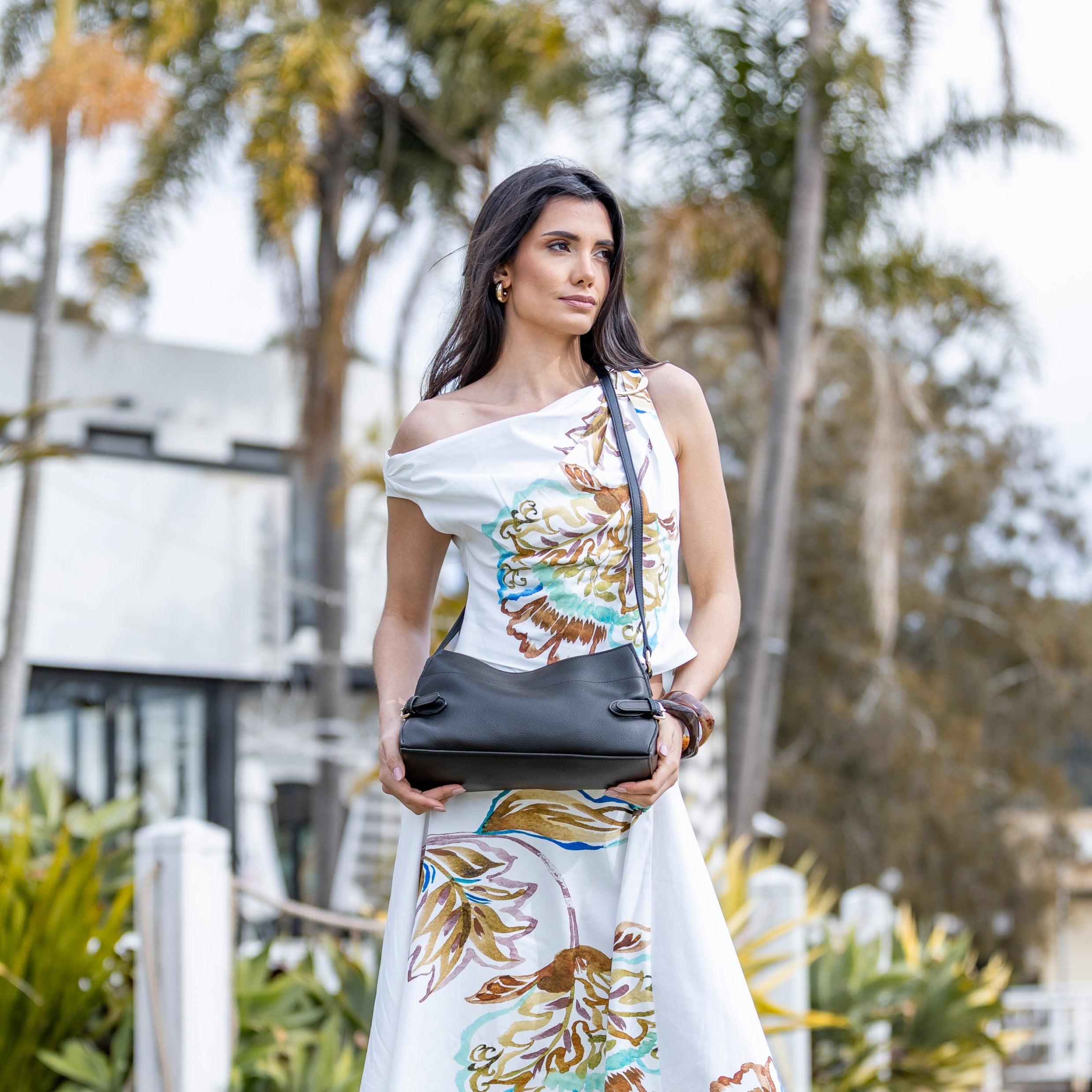 Messina Black East West Shoulder Bag