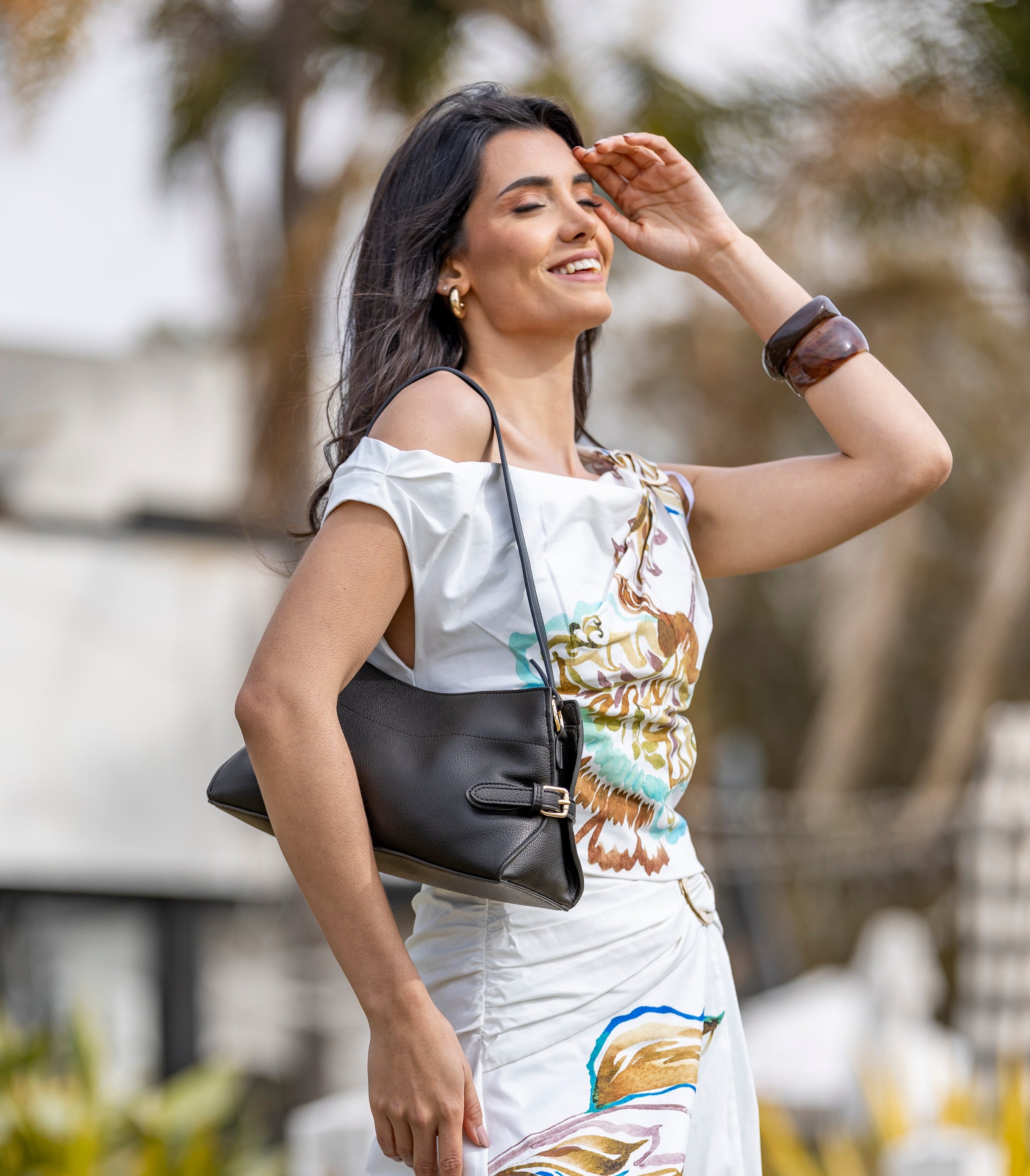 Messina Black East West Shoulder Bag
