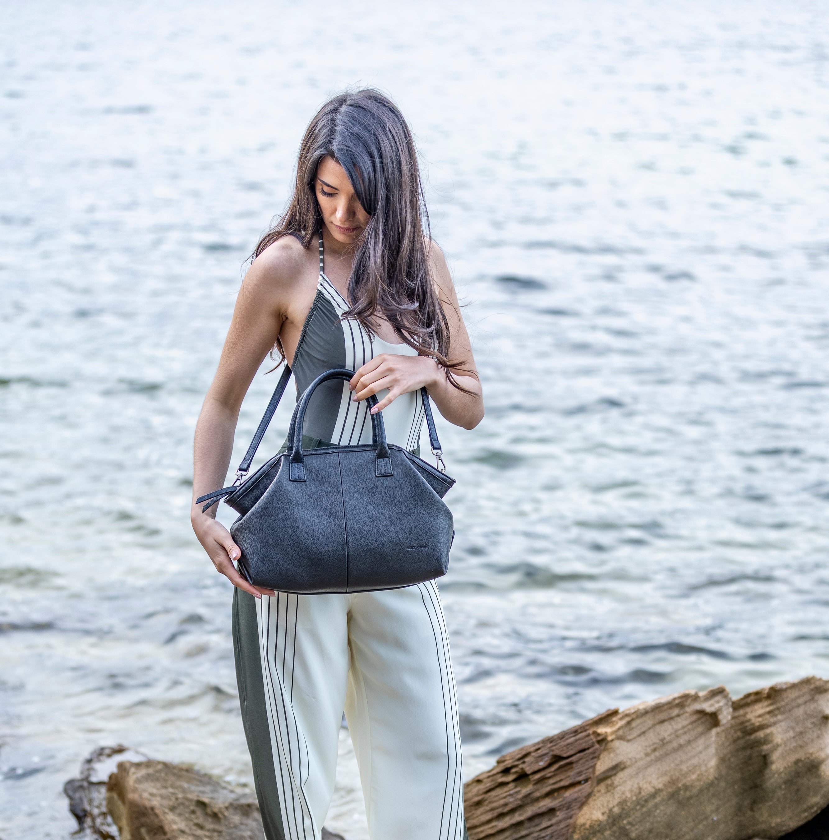 Camryn Black 3 Piece Bowler Bag