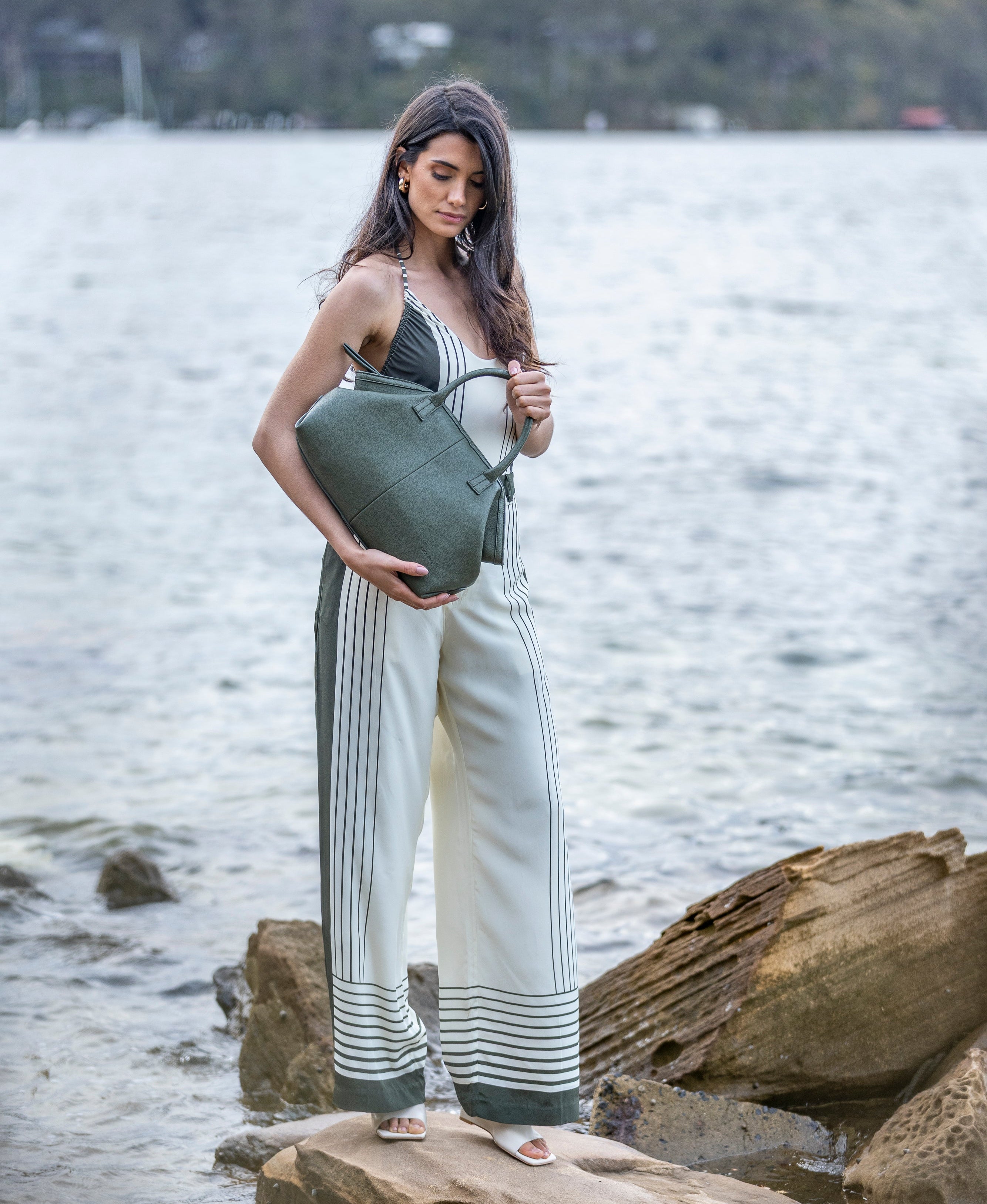 Camryn Dark Olive 3 Piece Bowler Bag