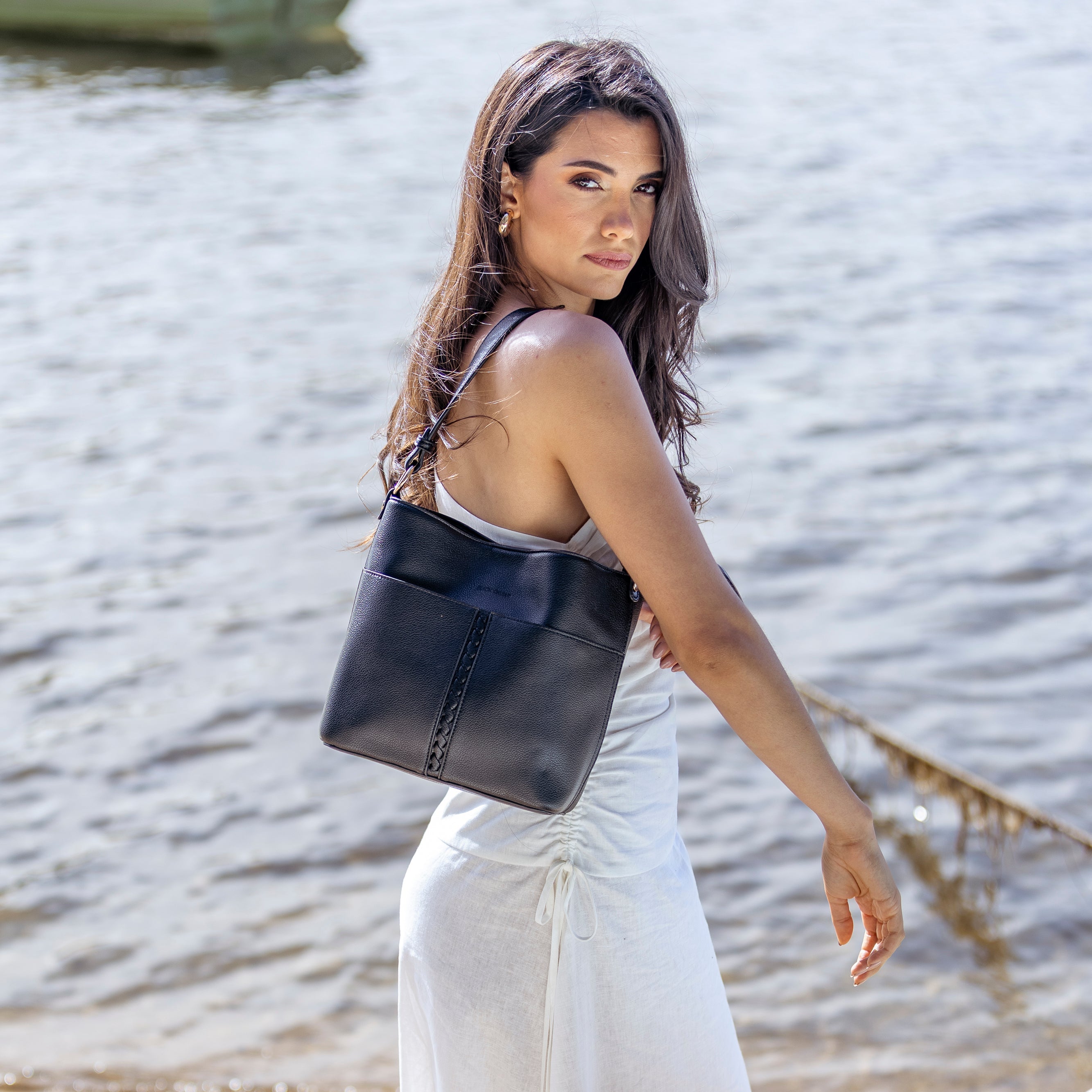 Melody Black 2 Piece Shoulder Crossbody Bag