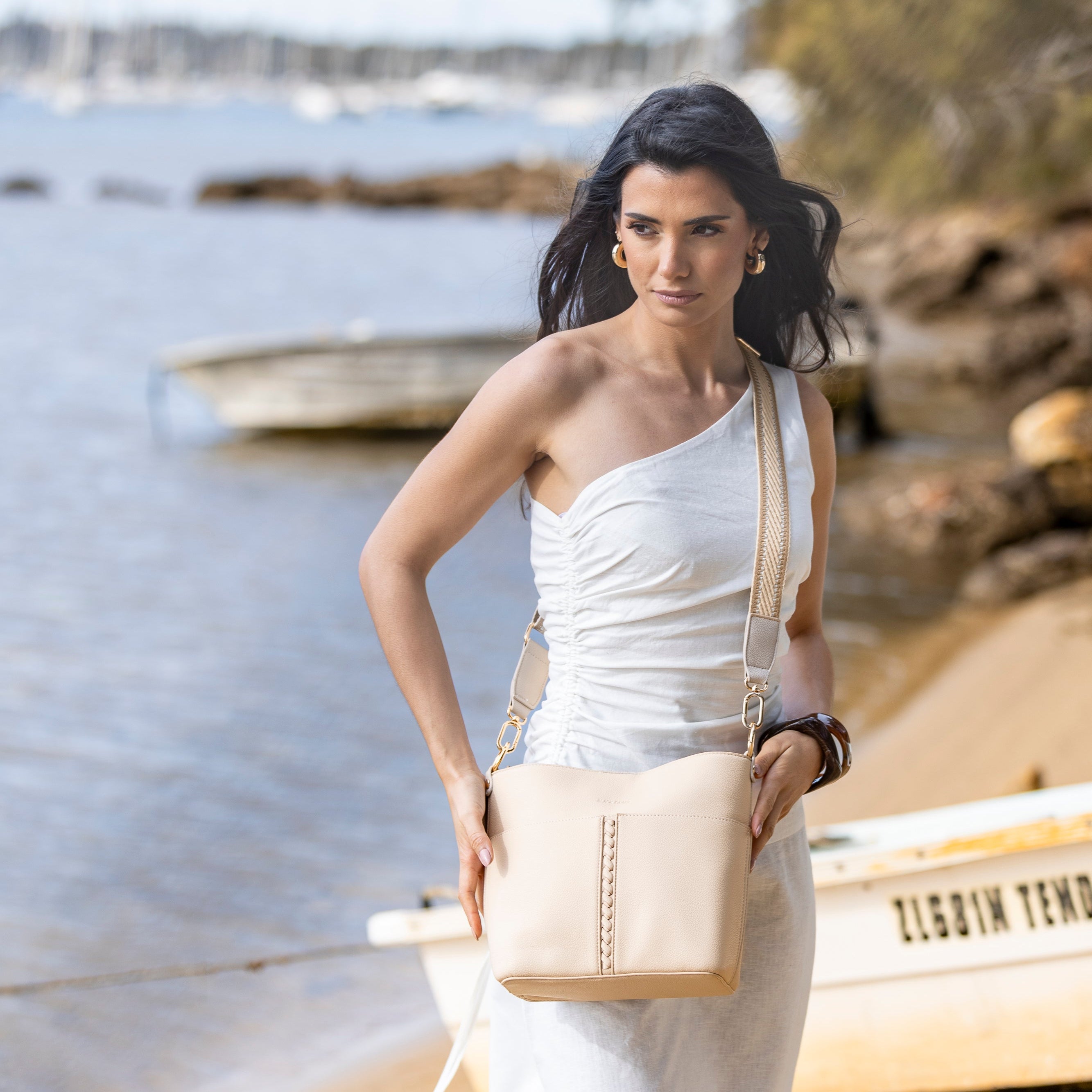 Melody Oatmeal 2 Piece Shoulder Crossbody Bag