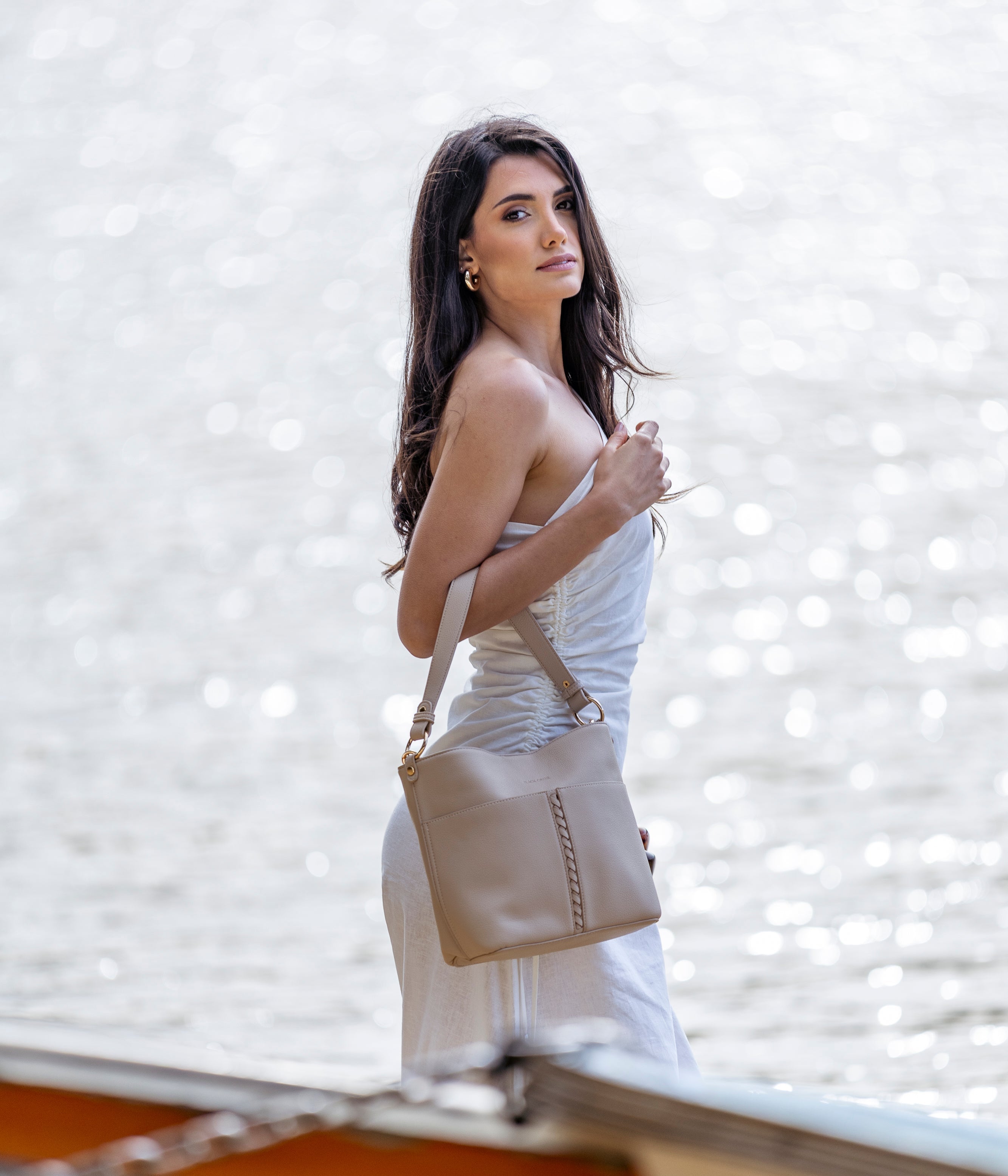 Melody Oatmeal 2 Piece Shoulder Crossbody Bag