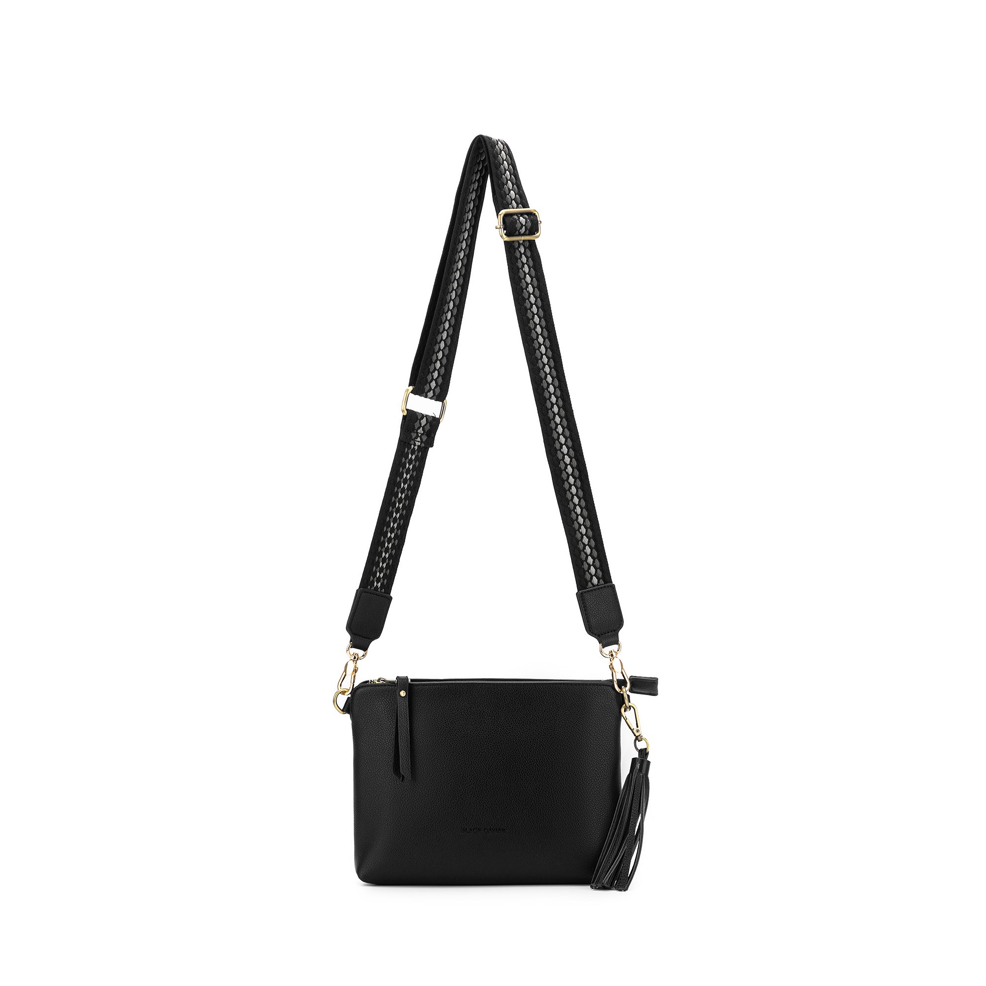 Maggie Black 3 Compartment Crossbody Bag