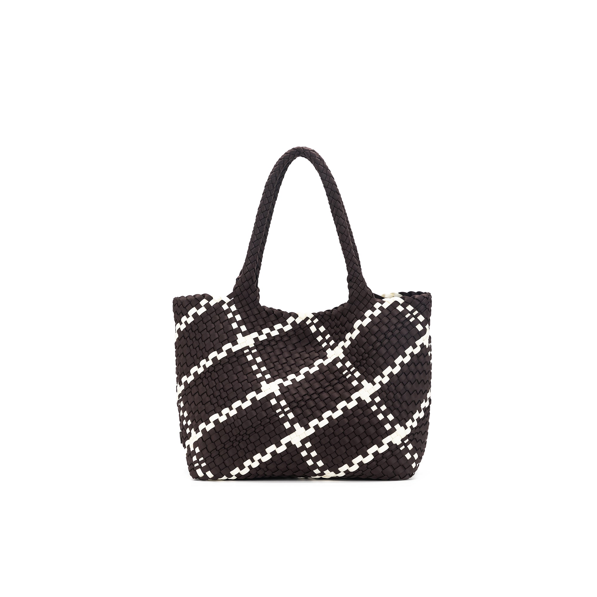 The Hampton Chocolate And White 2 Piece Handwoven Neoprene Handbag