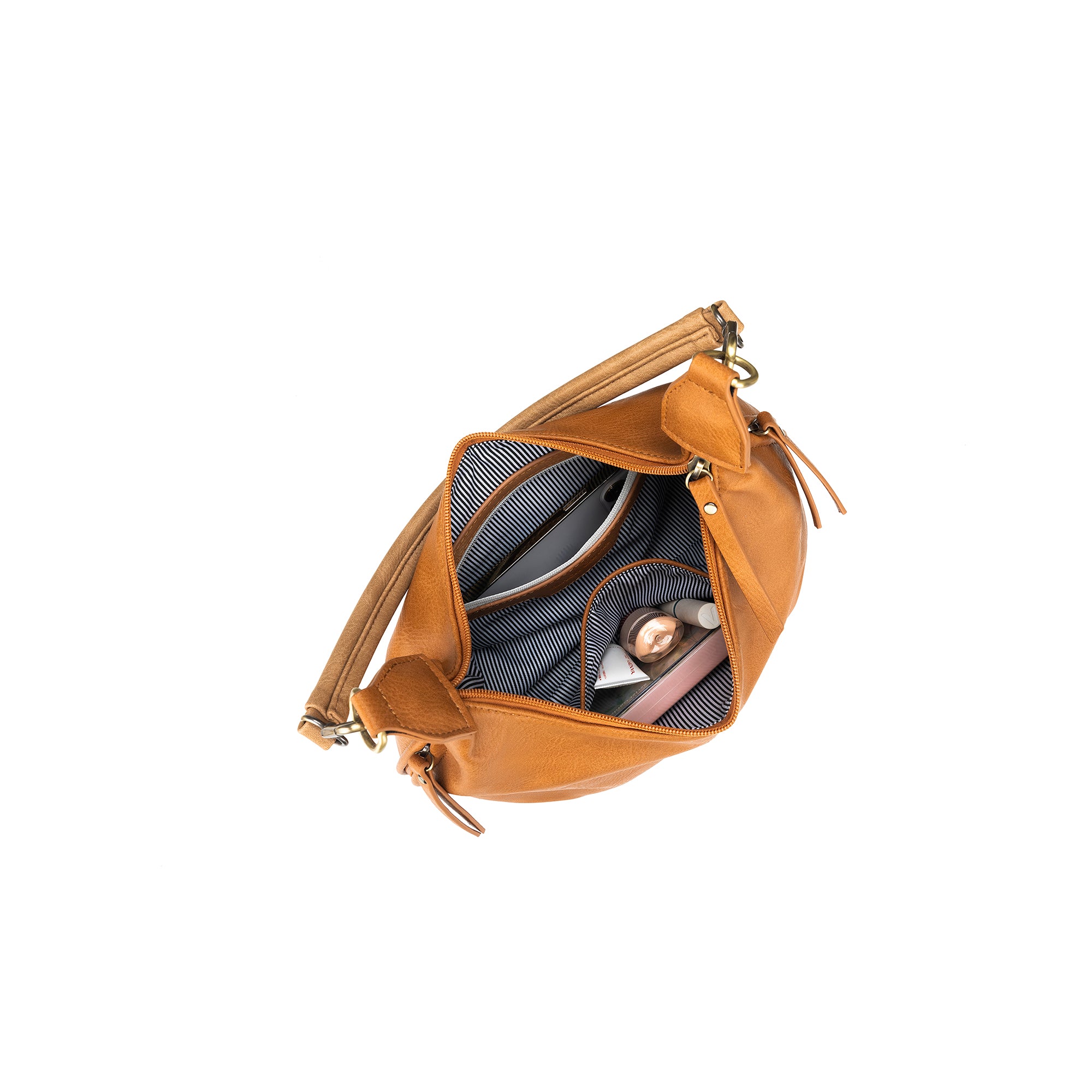 Carey Tan Vegan Leather Crossbody Bag