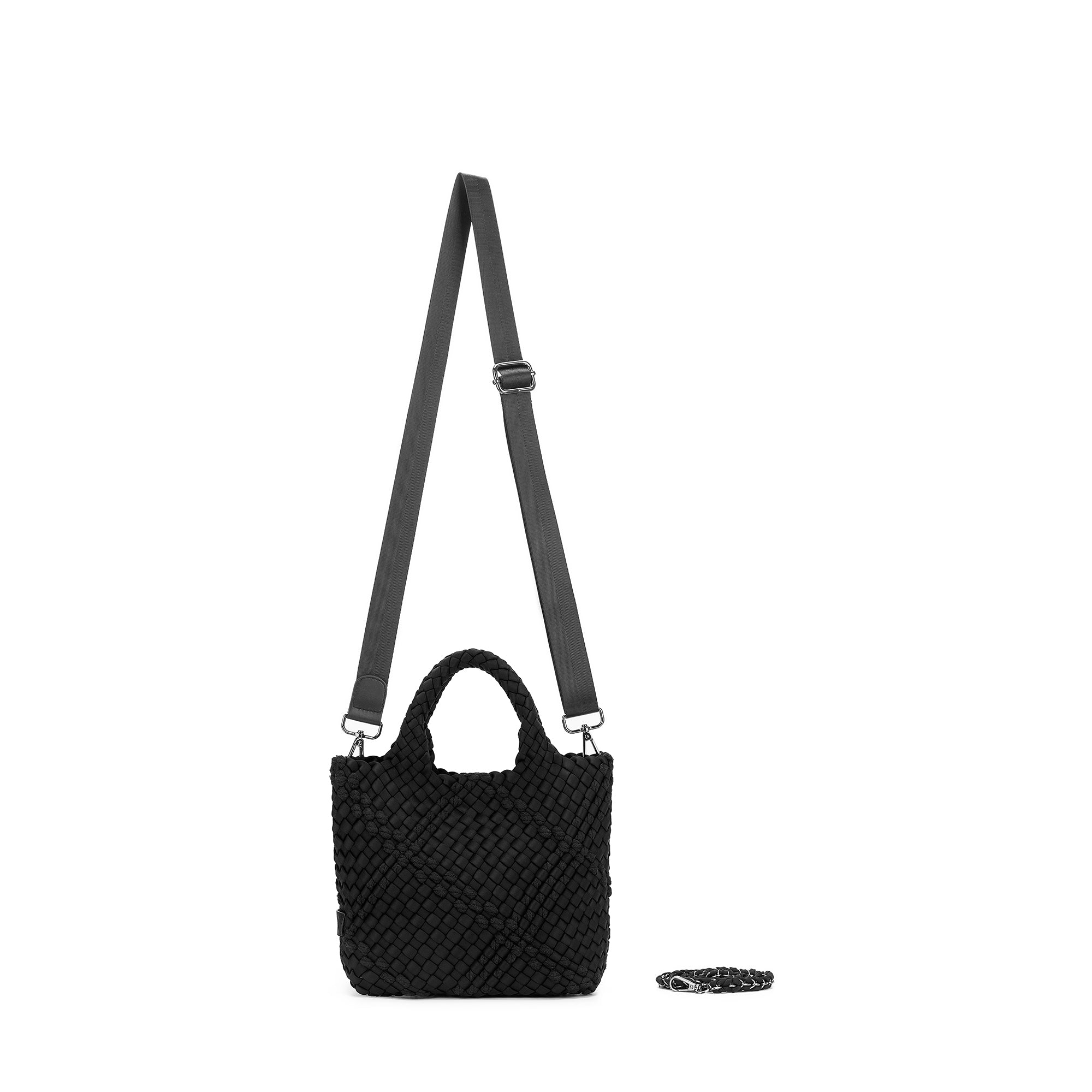 Panarea Black Woven Neoprene Mini Tote