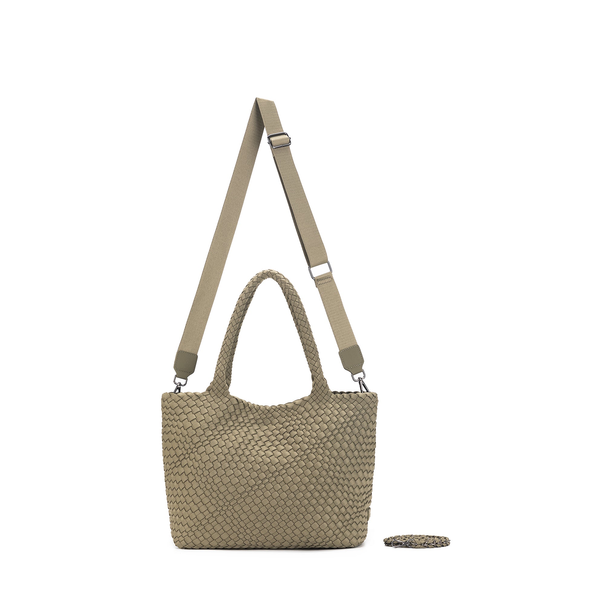 The Hampton Light Olive 2 Piece Handwoven Neoprene Handbag