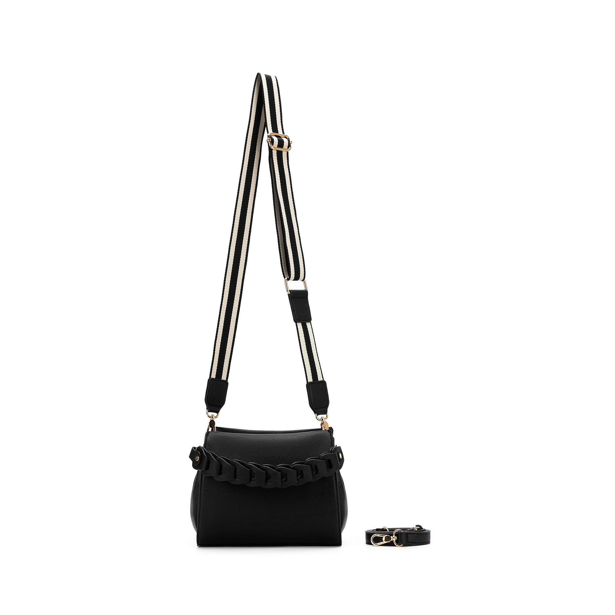 Lua Black Plait 3 Compartment Handbag