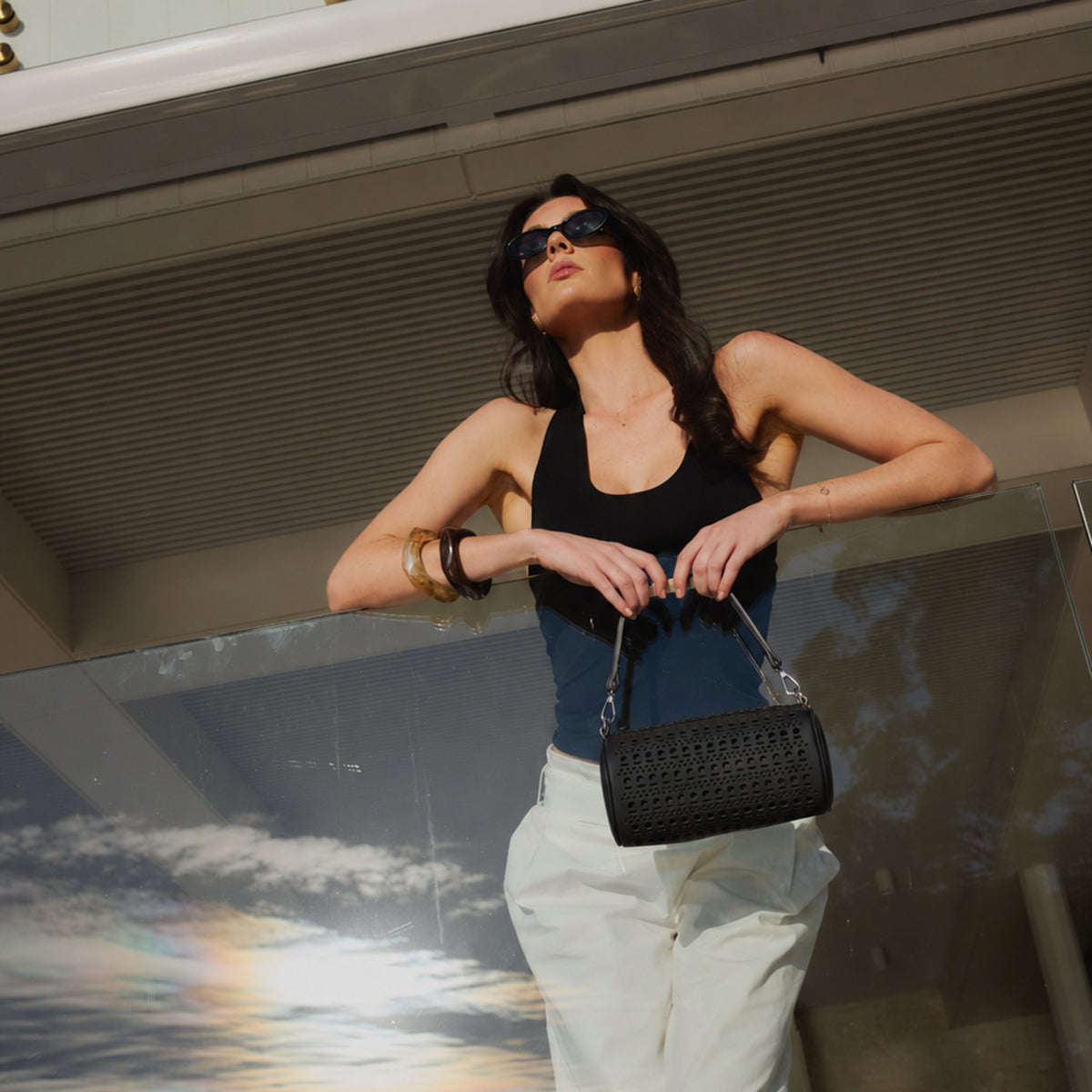 Delilah Black Barrel Bag Crossbody Bag