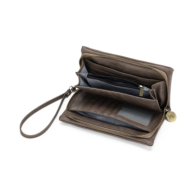 Sky Dark Taupe Crossbody Phone Wallet